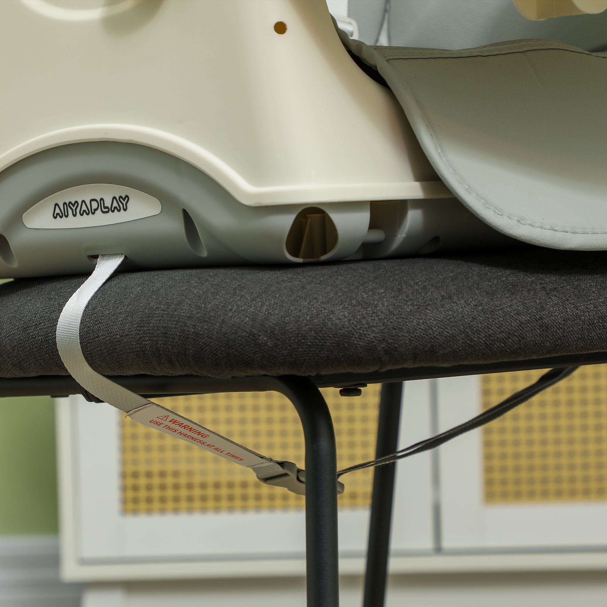 AIYAPLAY 3-in-1 Foldable High Chair for Babies, Toddlers, with Safety Harness, Washable Removable Seat Cushion, Tray, Grey