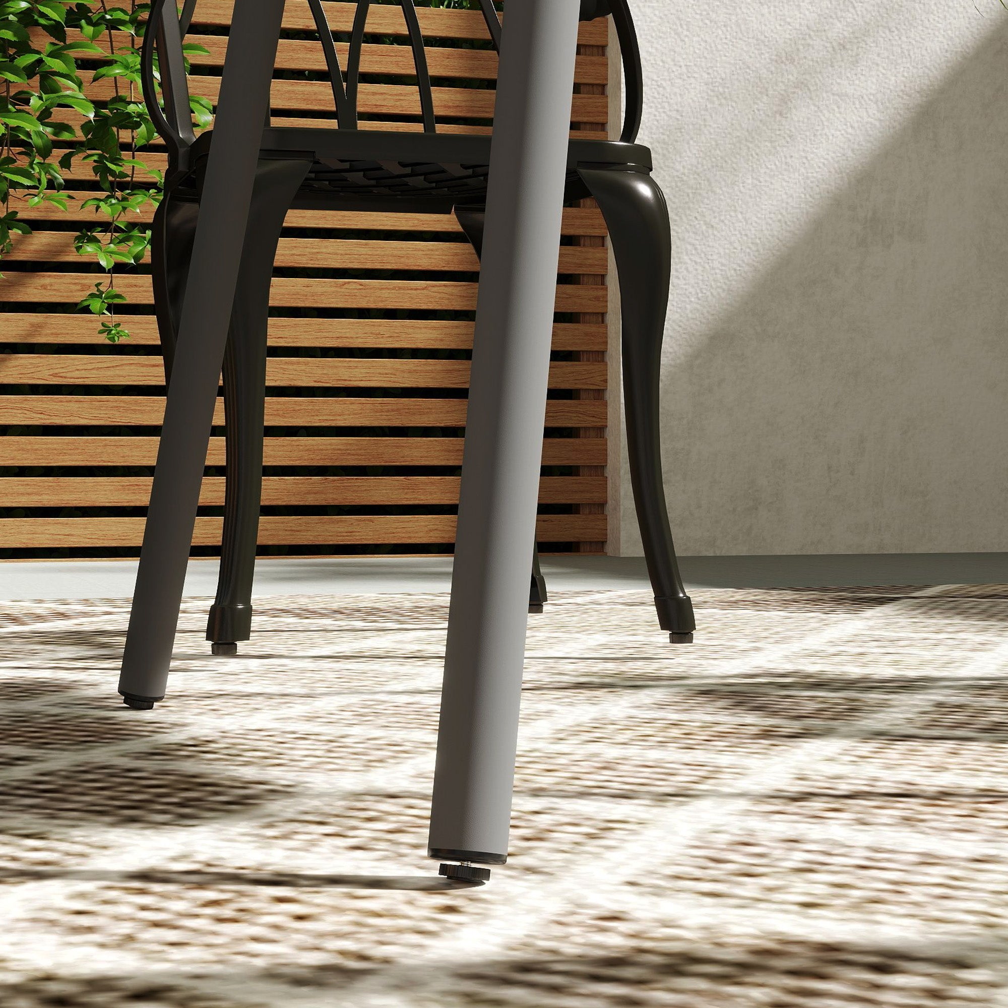 Outsunny Square Garden Table with Slat Top, Steel Frame, Outdoor Table for 4 Person, 80 x 80 x 74 cm, Grey