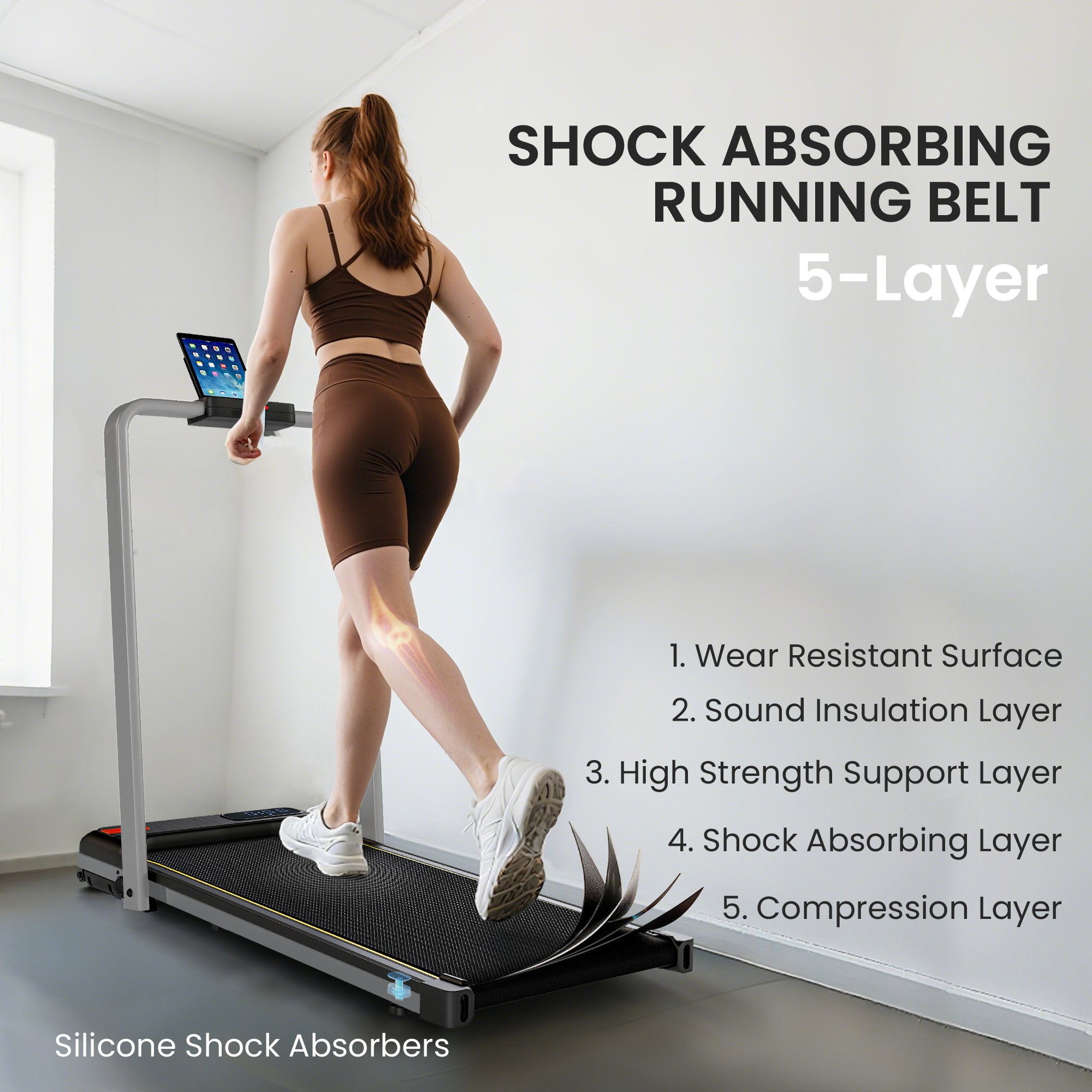 SPORTNOW Folding Walking Treadmill, Under Desk Walking Pad with Incline, Silver Tone