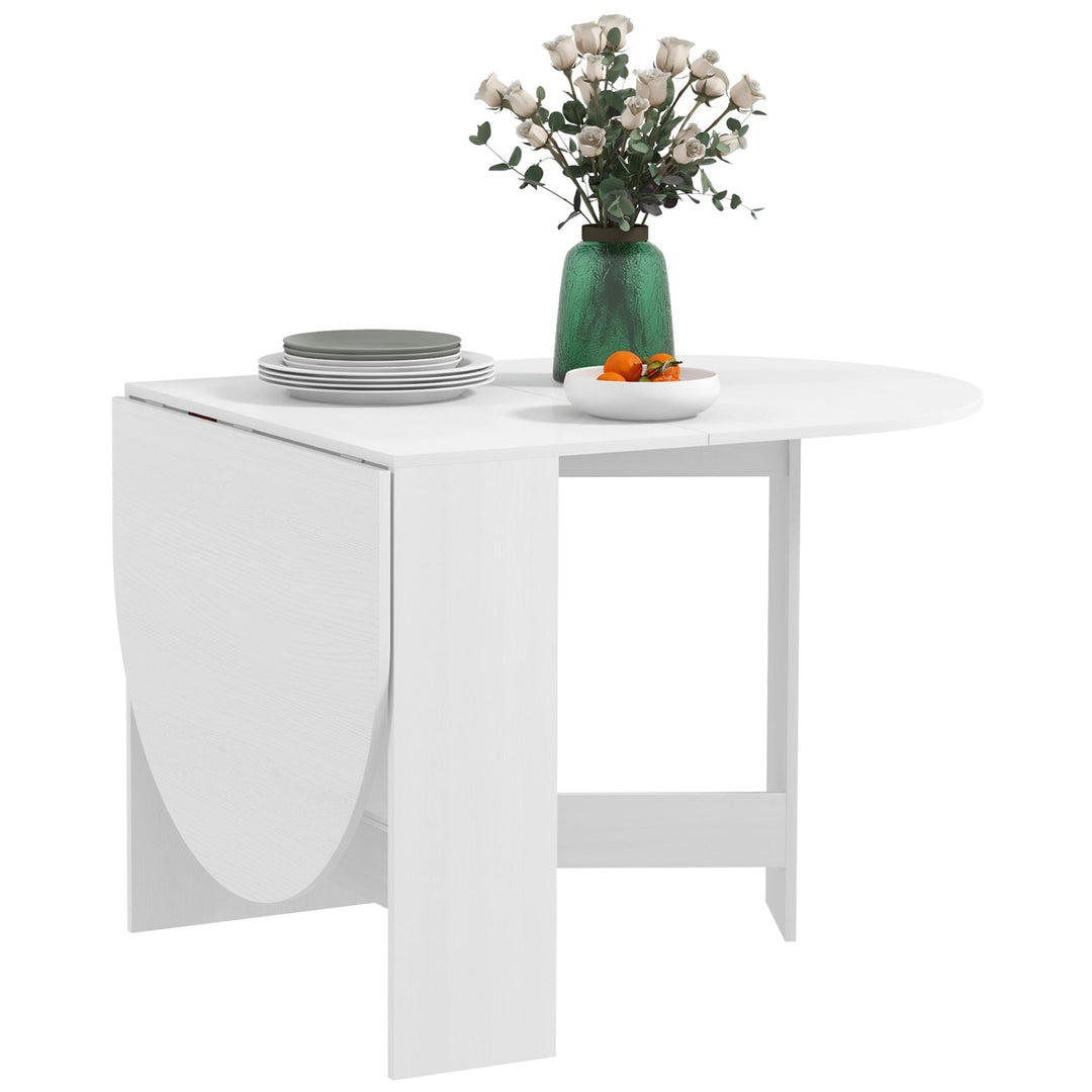 HOMCOM Folding Dining Table, Drop Leaf Table for Small Spaces, Oval Tabletop for Dining Room, Ash Wood-Effect
