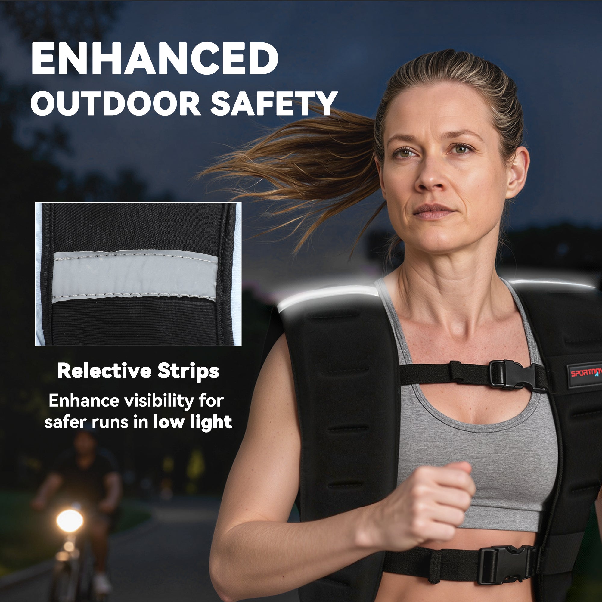SPORTNOW Weighted Vest, 10 kg Weight Vest with Adjustable Straps, Reflective Strips, Black