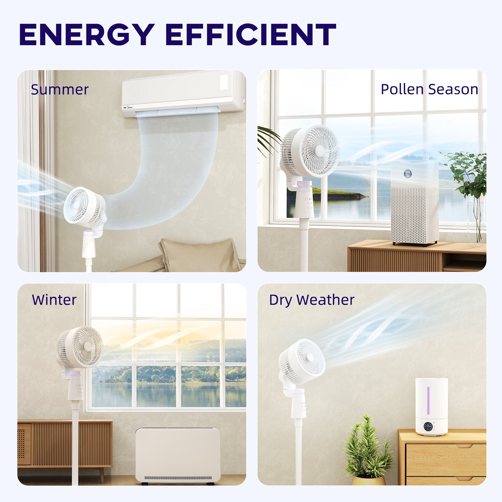 HOMCOM Pedestal Air Circulation Fan with Oscillating, Light Off, White