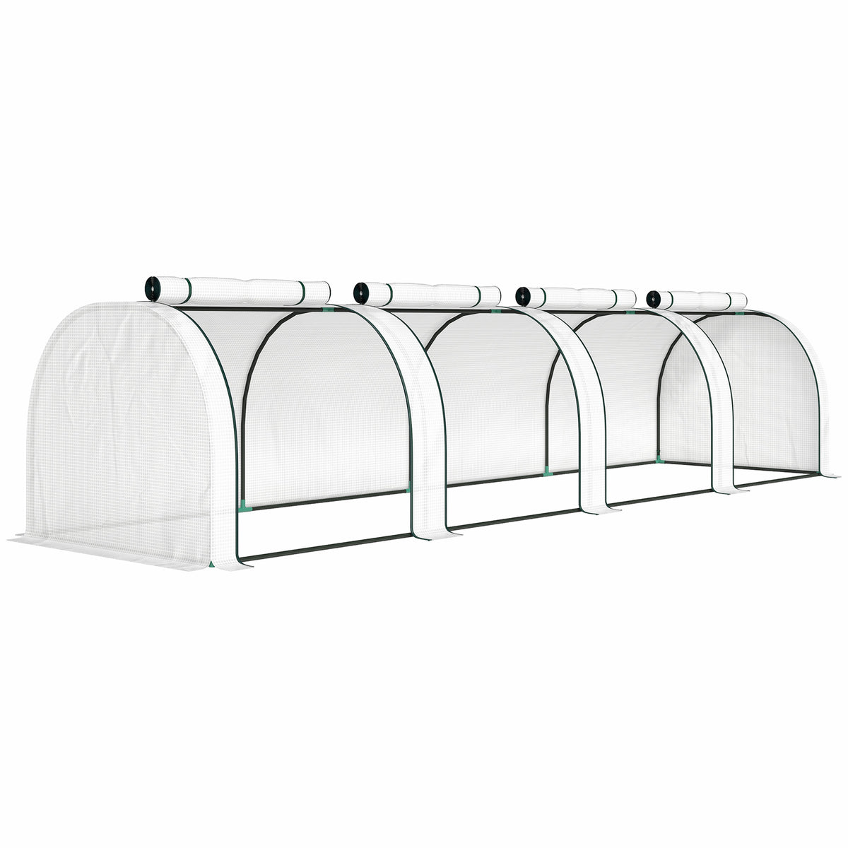 Outsunny 395 x 100 cm Low Tunnel Greenhouse - White