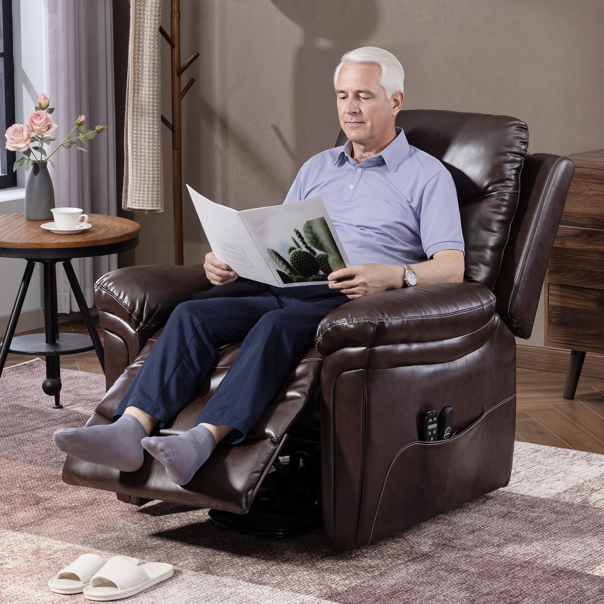 HOMCOM Power Lift Recliner Chair with Vibration Massage, Heat, USB - Brown