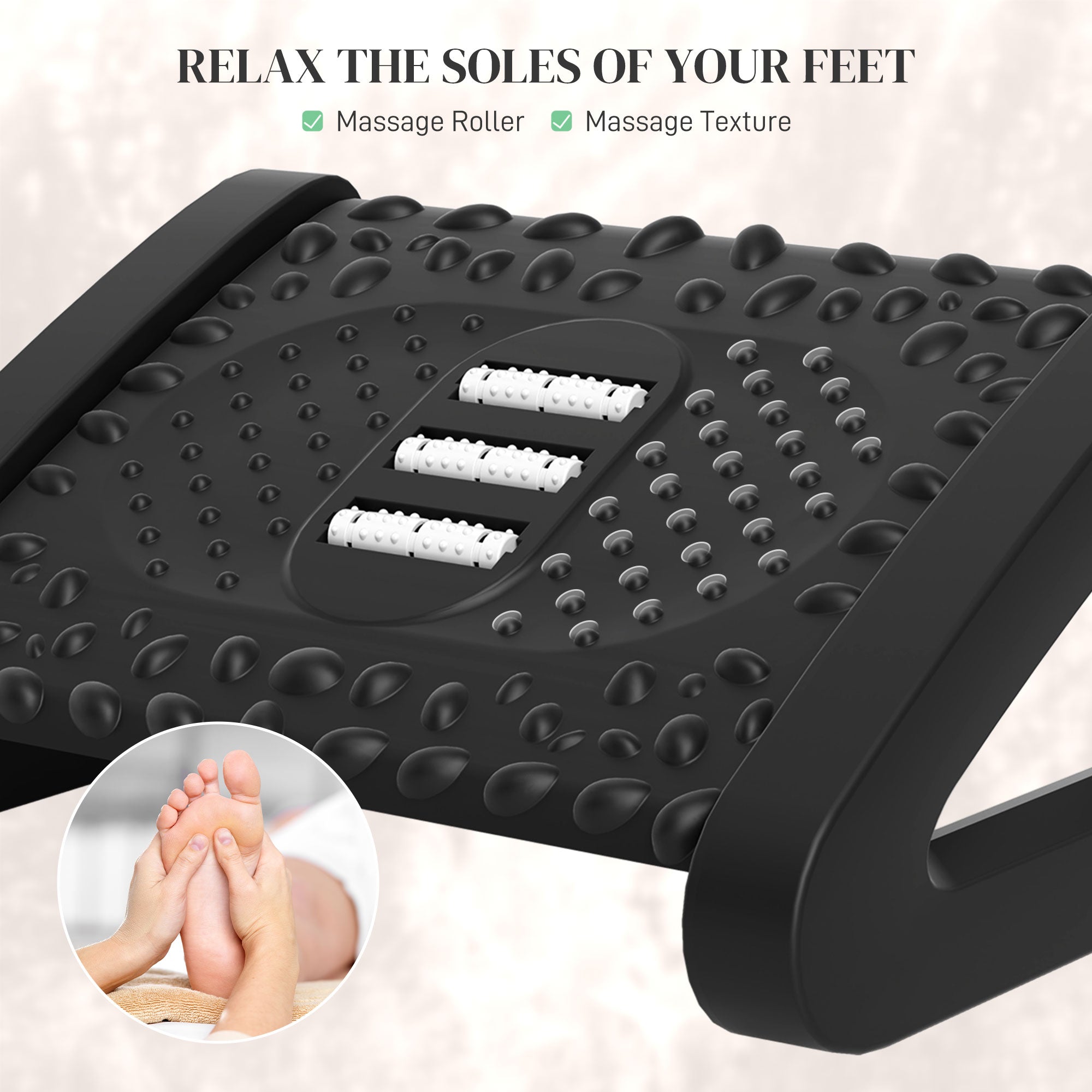 HOMCOM 10\'c2\'b0-45\'c2\'b0 Six-Angle Massage Footrest - Black
