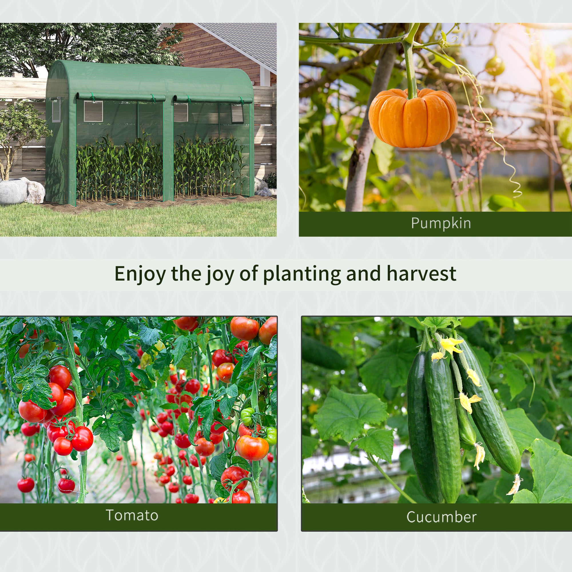 Outsunny Walk-in Greenhouse, Tomato Greenhouse with Double Doors & 4 Windows, Garden Plant Growth Green House with PE Cover, Steel Frame, Green, 3 x 1 x 2 m