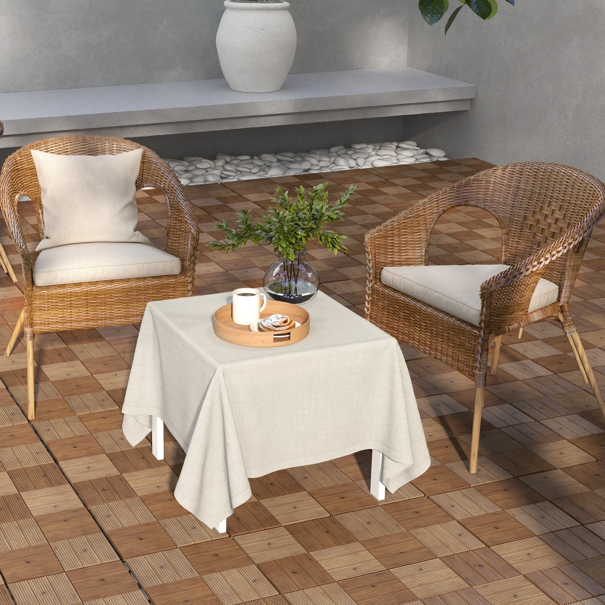 Outsunny 27 Pcs Wooden Interlocking Decking Tiles, 30 x 30 cm Anti-slip Outdoor Flooring Tiles, 0.81\'e3\'8e\'a1 per Pack, All Weather Use for Patio, Balcony, Terrace, Hot Tub, Brown