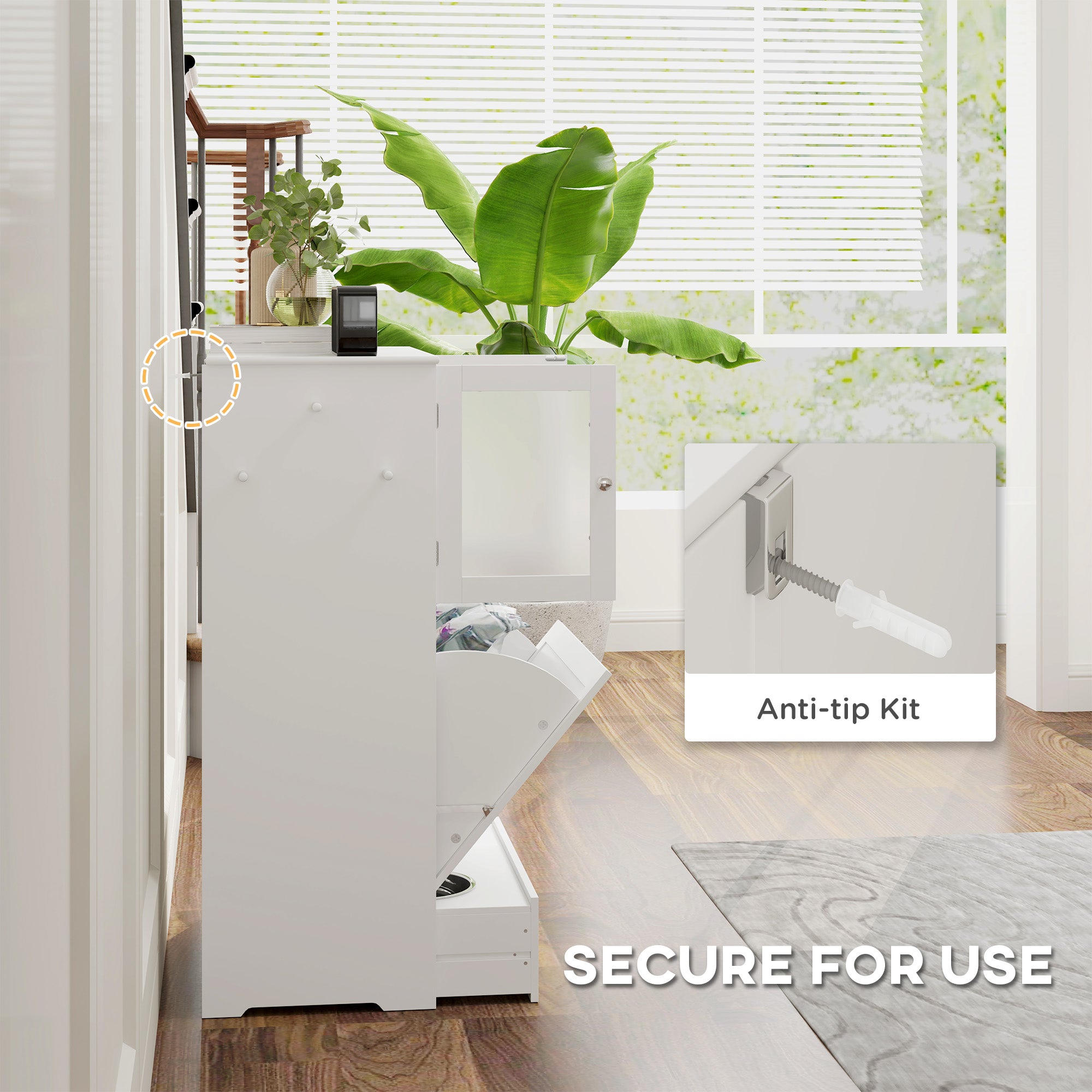 PawHut Dog Feeding Station with 2 Storage Cabinets, 2 Elevated Bowls, Side Hooks, Anti-tip Kit for Water and Feeding Supplies