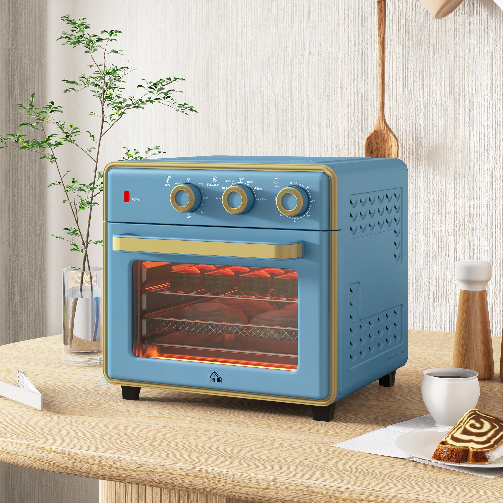 HOMCOM 20L 90-230\'e2\'84\'83 Mini Electric Oven - Blue