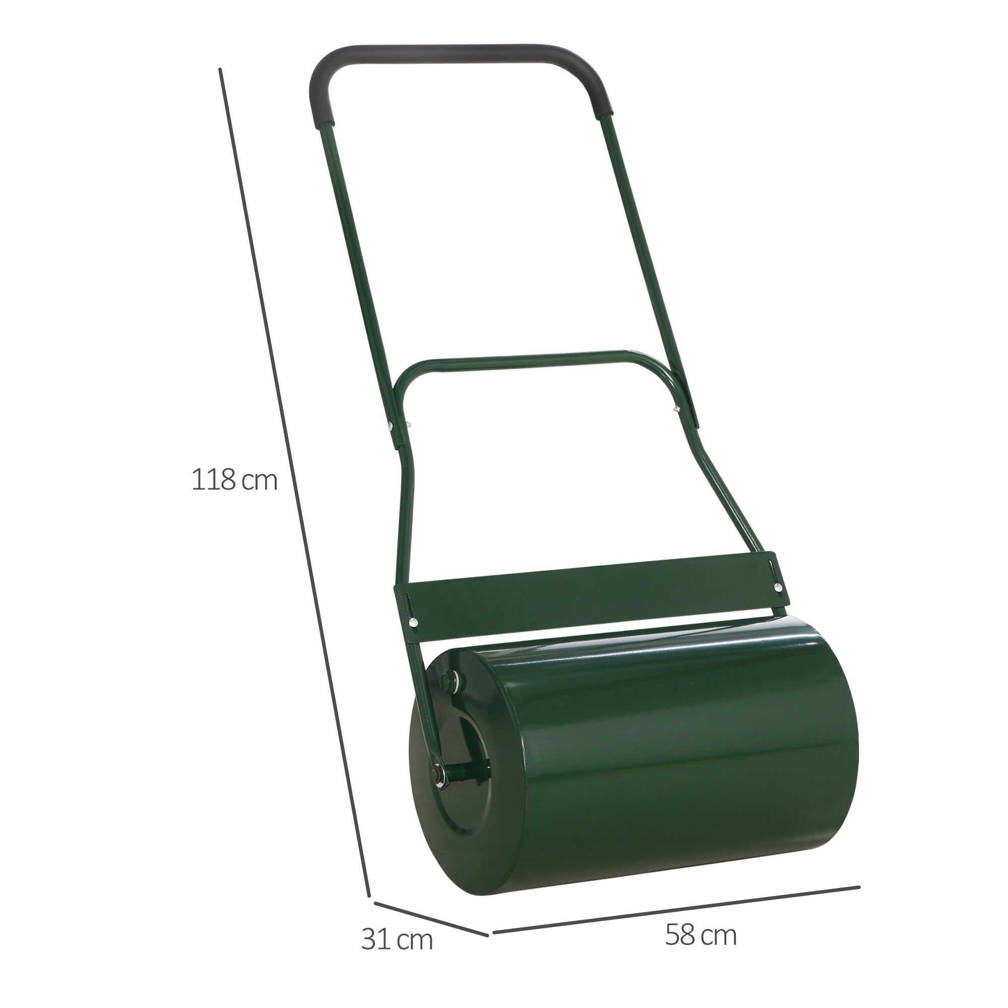 Outsunny 40L Lawn Roller Drum Scraper Bar Collapsible Handle Water or Sand Filled Φ32cm Green