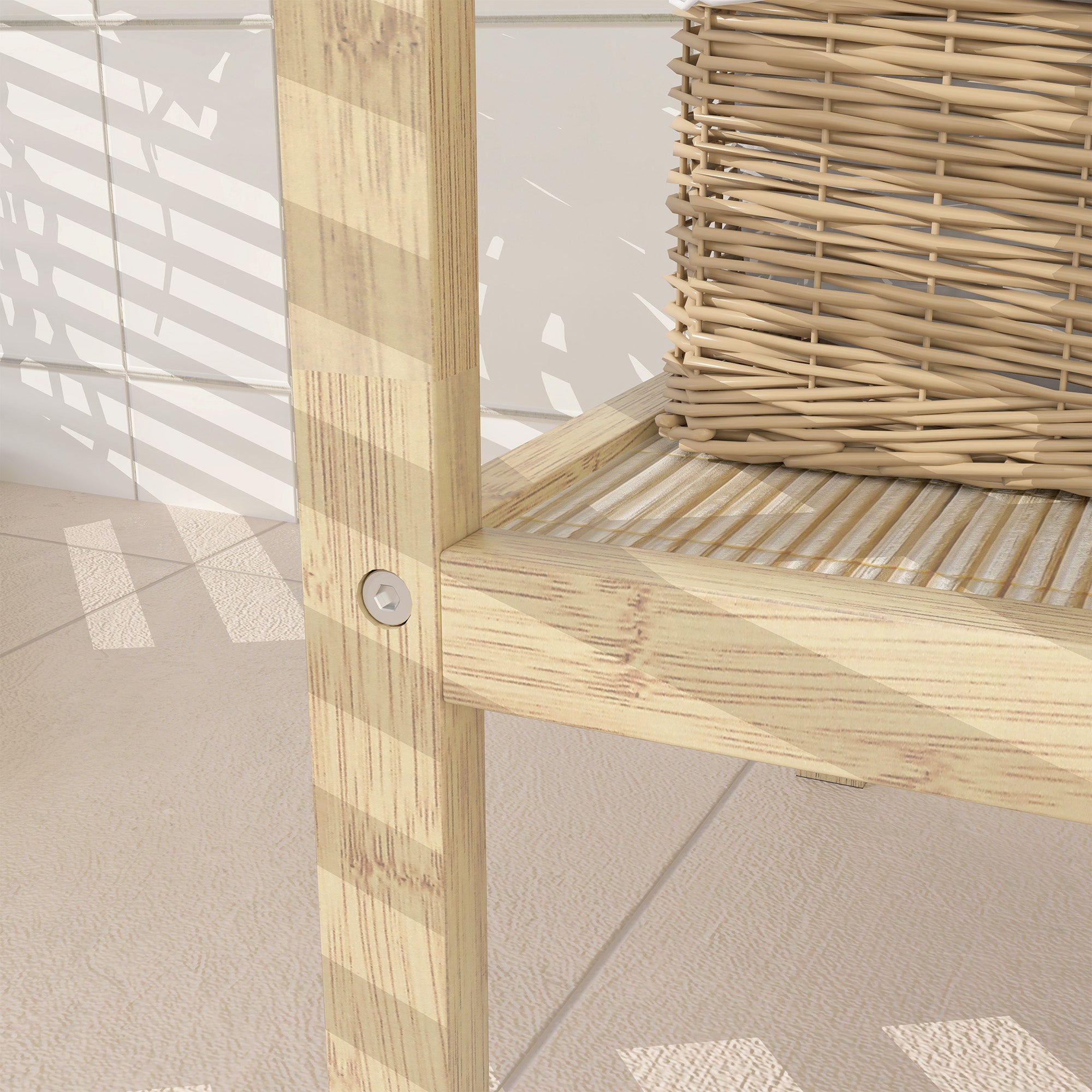 HOMCOM Three-Tier Bamboo Bathroom Shelf - Natural Finish