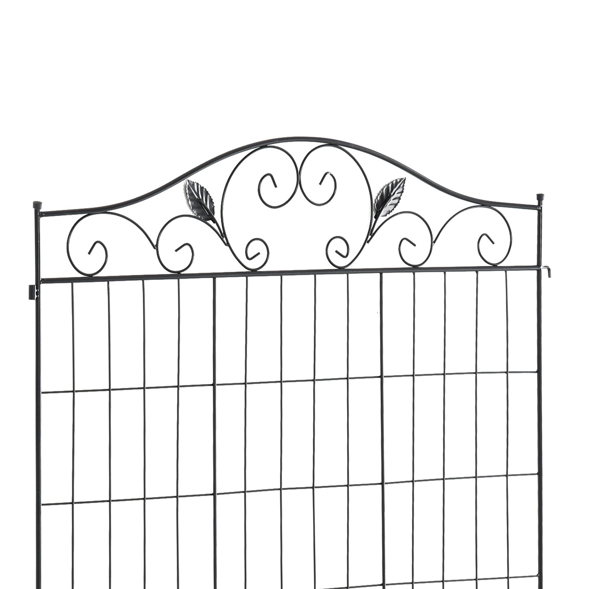 Outsunny Set of 2 Decorative Garden Fence, 8 Panels Metal Picket Fence, Versatile Shapes for Patio Lawn, 365cm x 112cm, Black