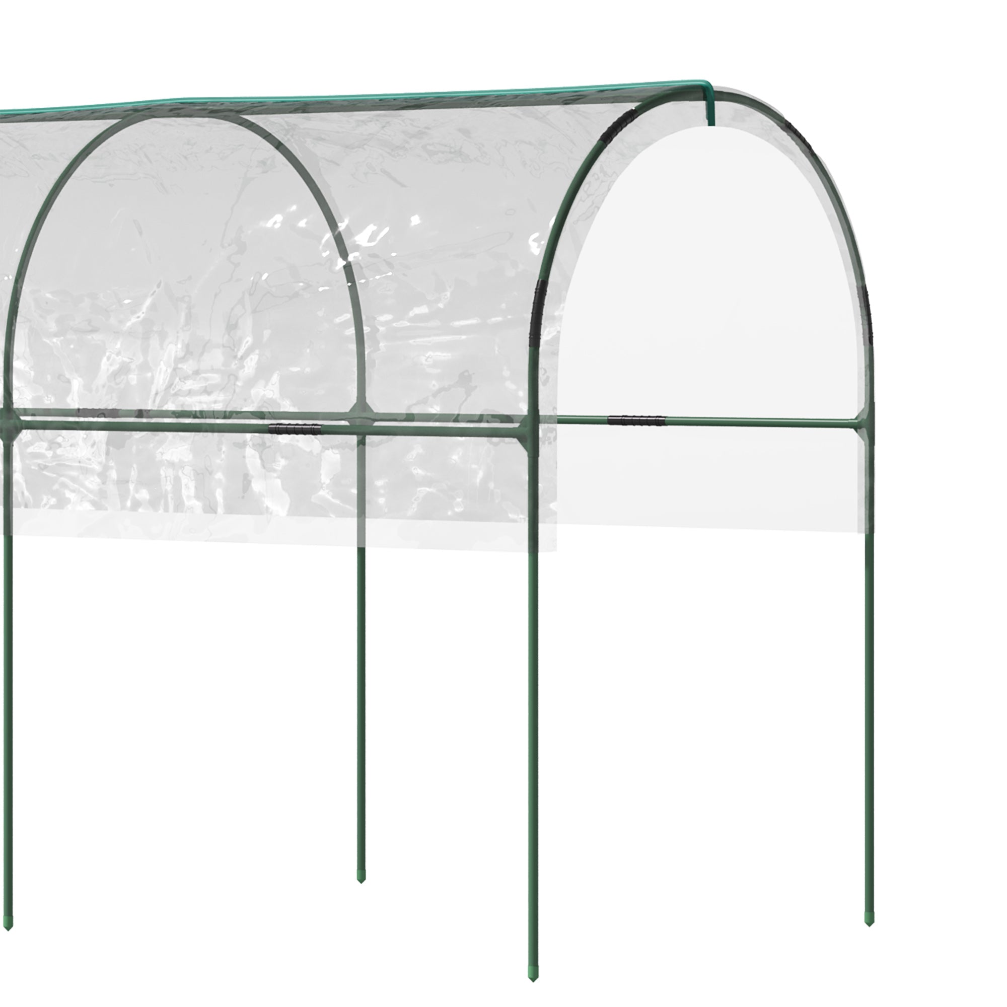 Outsunny Tunnel Tomato Greenhouse with 4 Hoops and Top Tap, Pointed Bottom and Guy Ropes, 400 x 123 x 171 cm, Clear