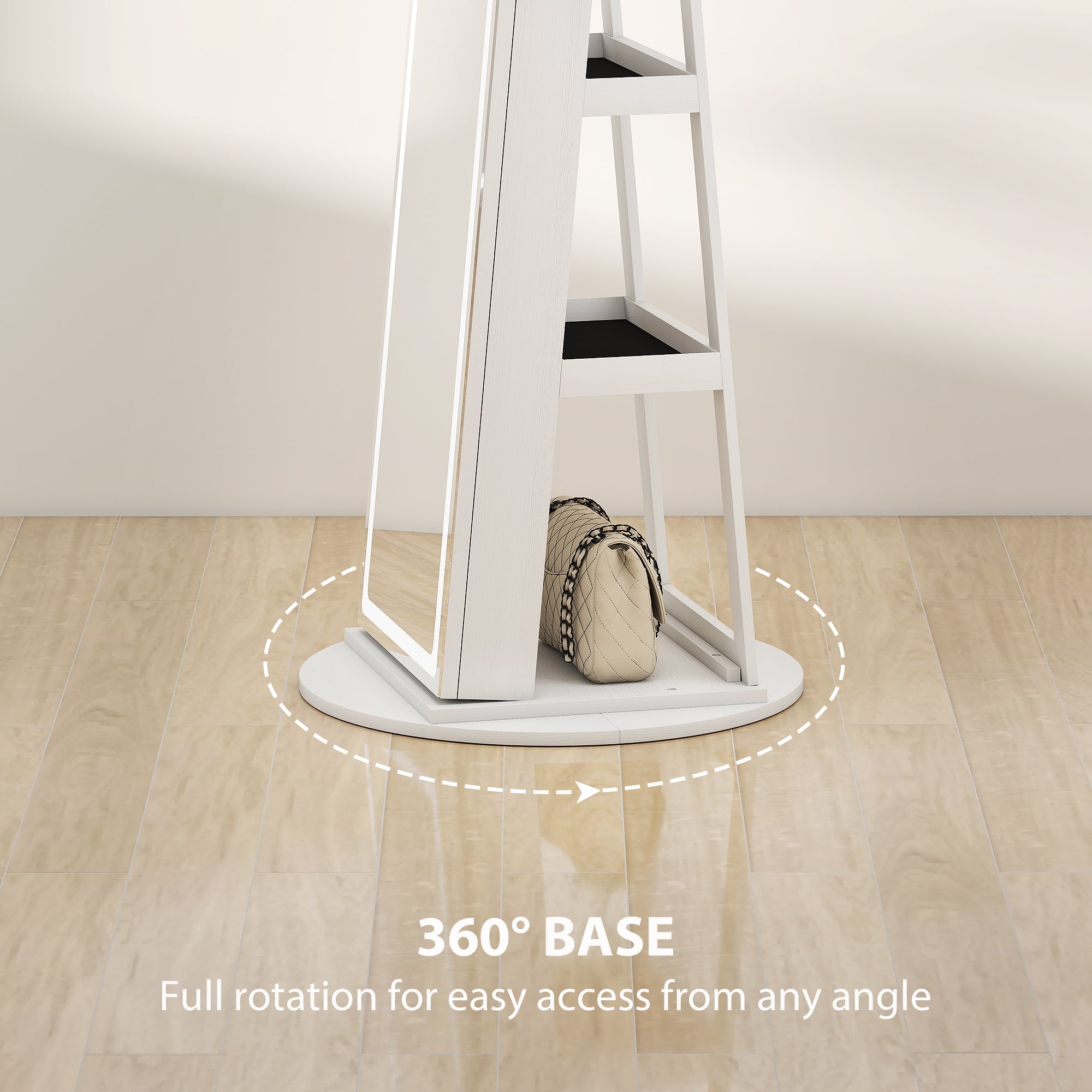 HOMCOM Storage Jewellery Cabinet, with Mirror and Lights - White