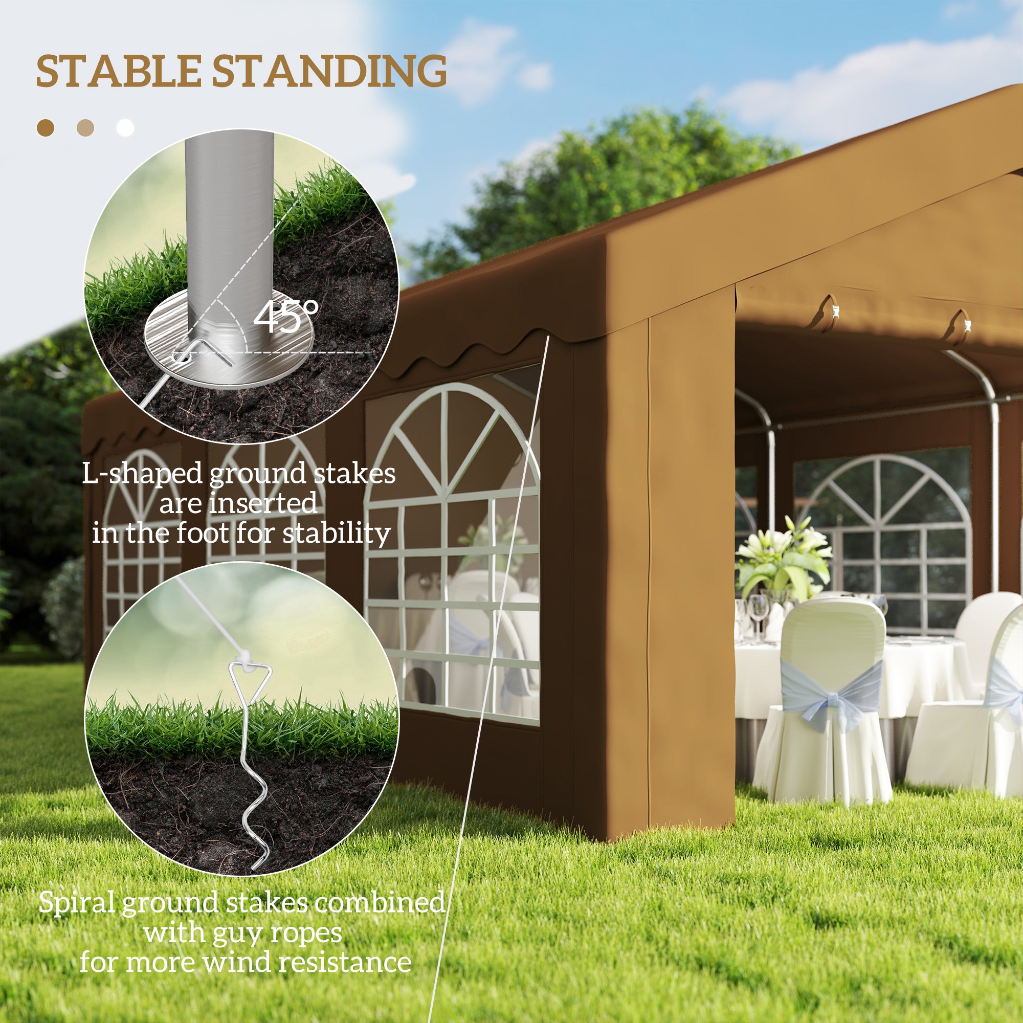 Outsunny 6m x 4m Garden Gazebo, Galvanised Marquee Party Tent with Removable Sides and Windows for Parties, Wedding and Events, Yellow