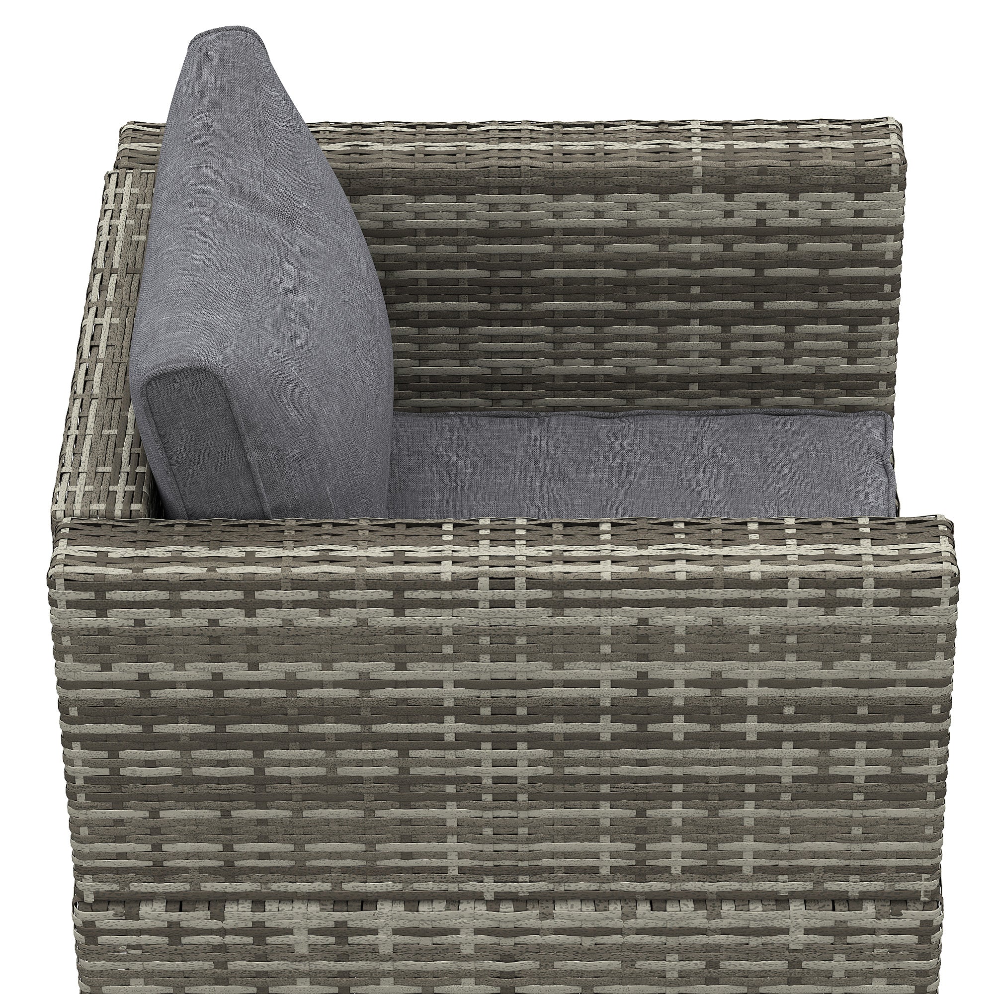 Outsunny Single Rattan Garden Chair, PE Wicker Garden Armchair with Cushions, Outdoor Rattan Chair with Armrests and Steel Frame for Conservatory, Porch, Patio, Balcony, Dark Grey