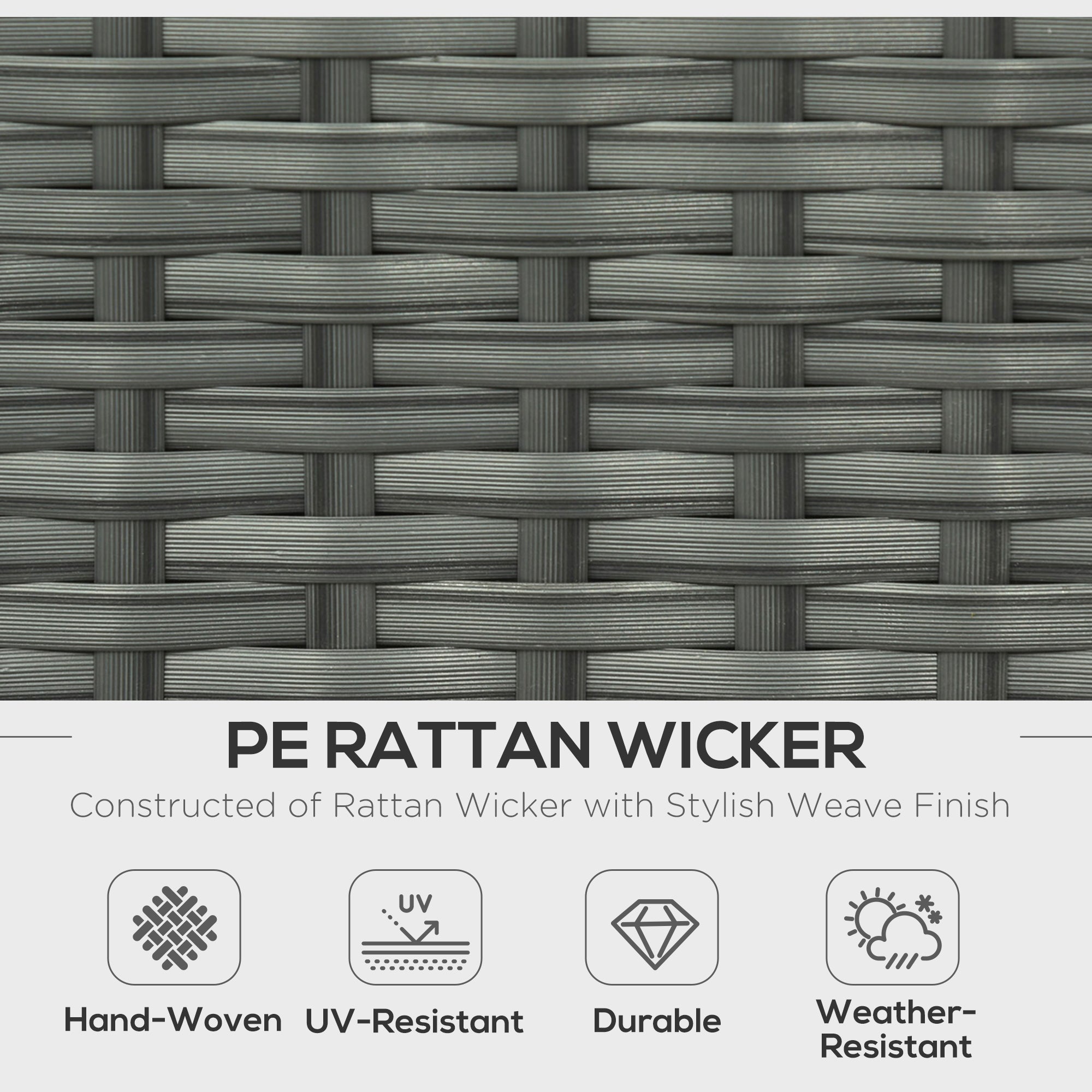 Outsunny Six-piece Outdoor Rattan Dining Set, with Reclining Armchairs - Grey
