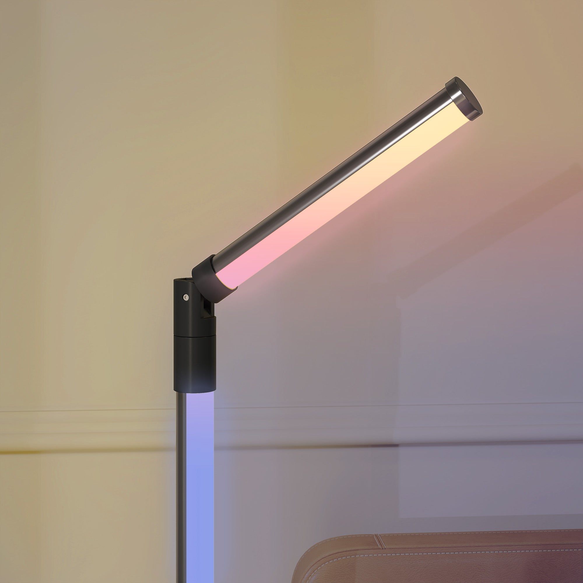 HOMCOM LED Floor Lamp, 360\'c2\'b0 RGB Detachable Corner Floor Lamp with App & Remote Control, Colour Changing Standing Lamp with Music Sync & Timing, for Living Room, Game Room, Dark Grey