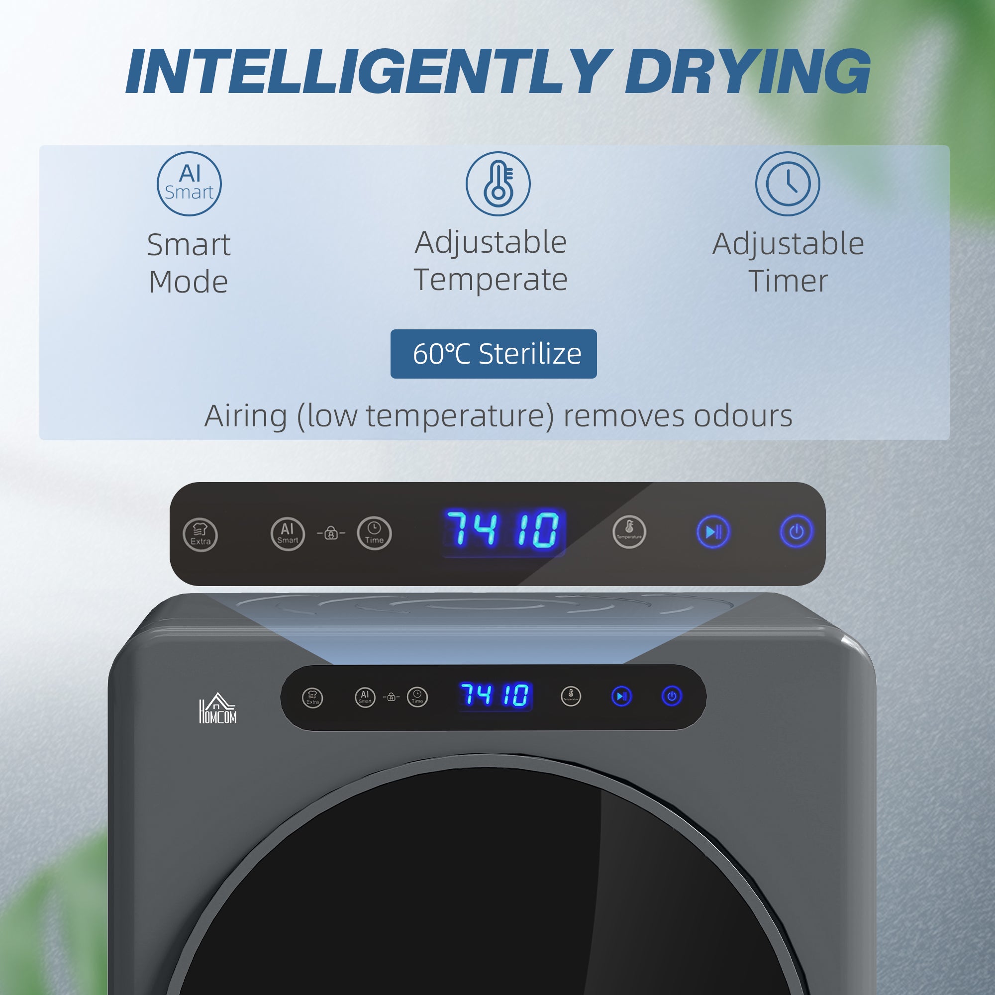 HOMCOM 4kg Compact 40-60℃ Tumble Dryer - Grey