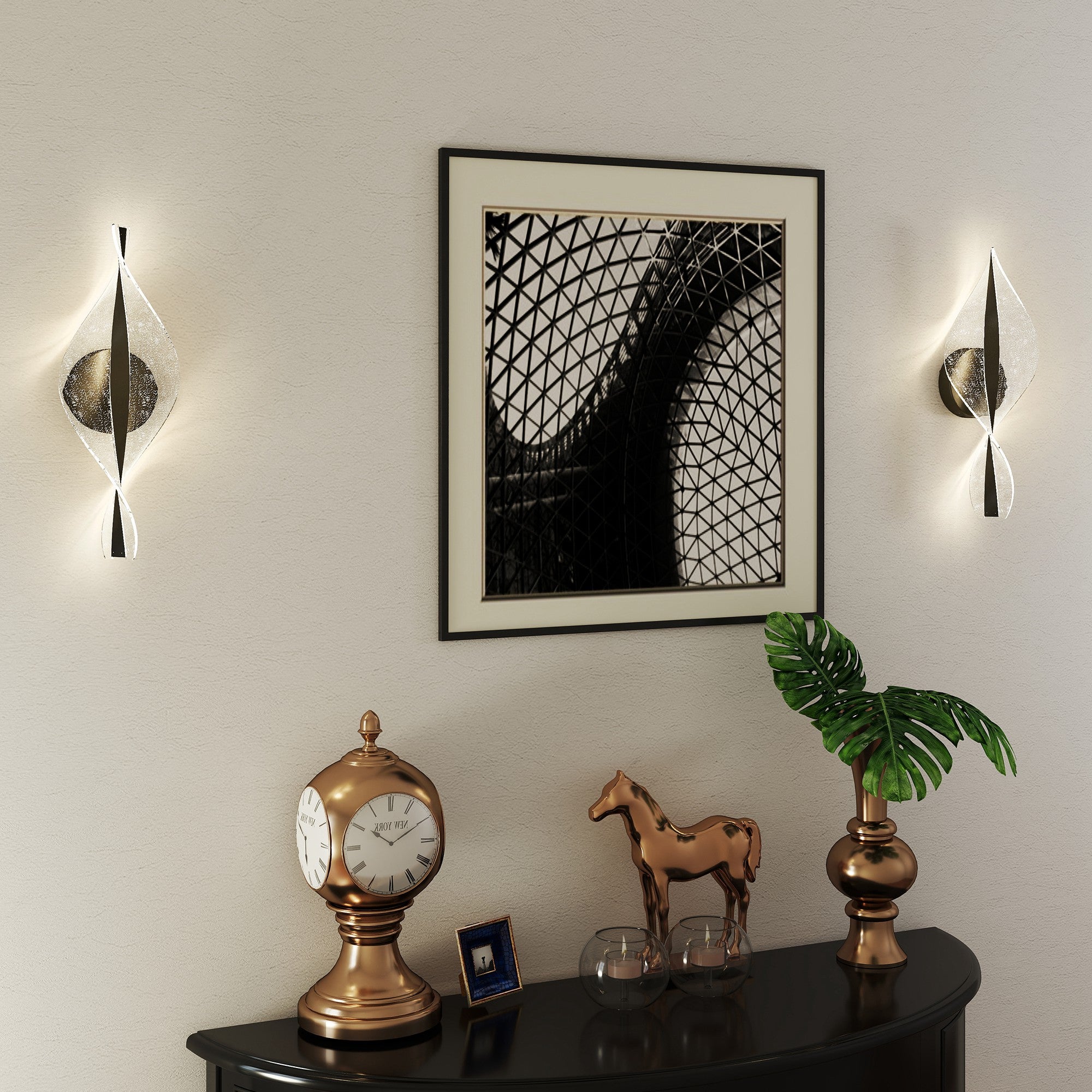 HOMCOM Led Wall Lamp 2 Pack, 13W Modern Indoor Spiral Wall Light, Colour Temperature Adjustable 3000K/4000K/6500K, for Bedroom, Living Room, Hallway, Stairs, Black
