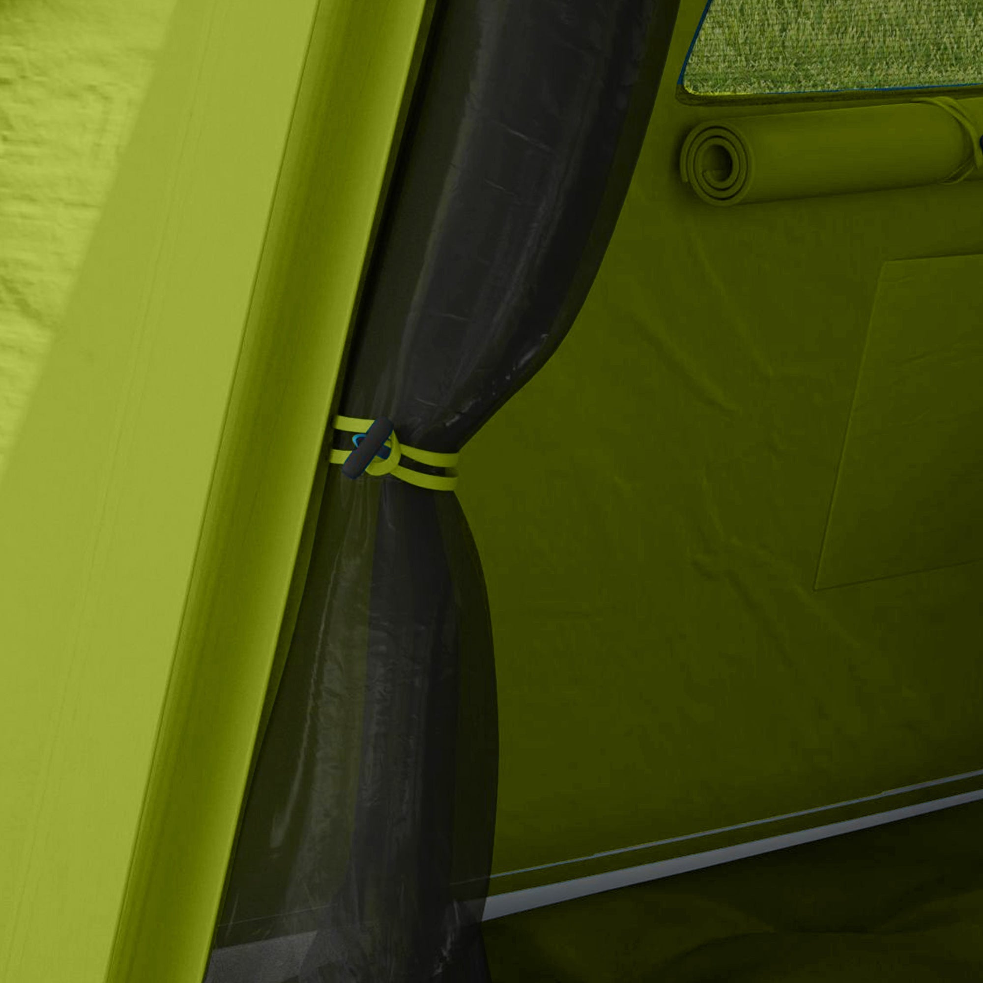 Outsunny Inflatable Camping Tent w/ Hand Pump, Easy Setup 1/2 Person Blow Up Tent Waterproof 190T Taffeta w/ Mesh Windows, Doors and Carry Bag, Green