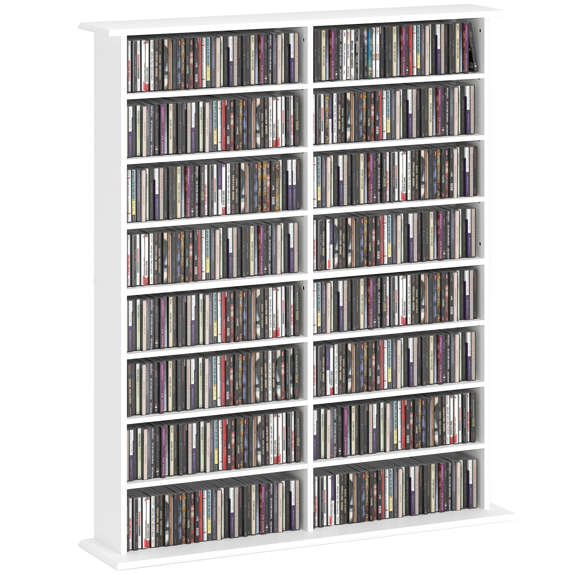 HOMCOM 16-Compartment Media Shelf- White