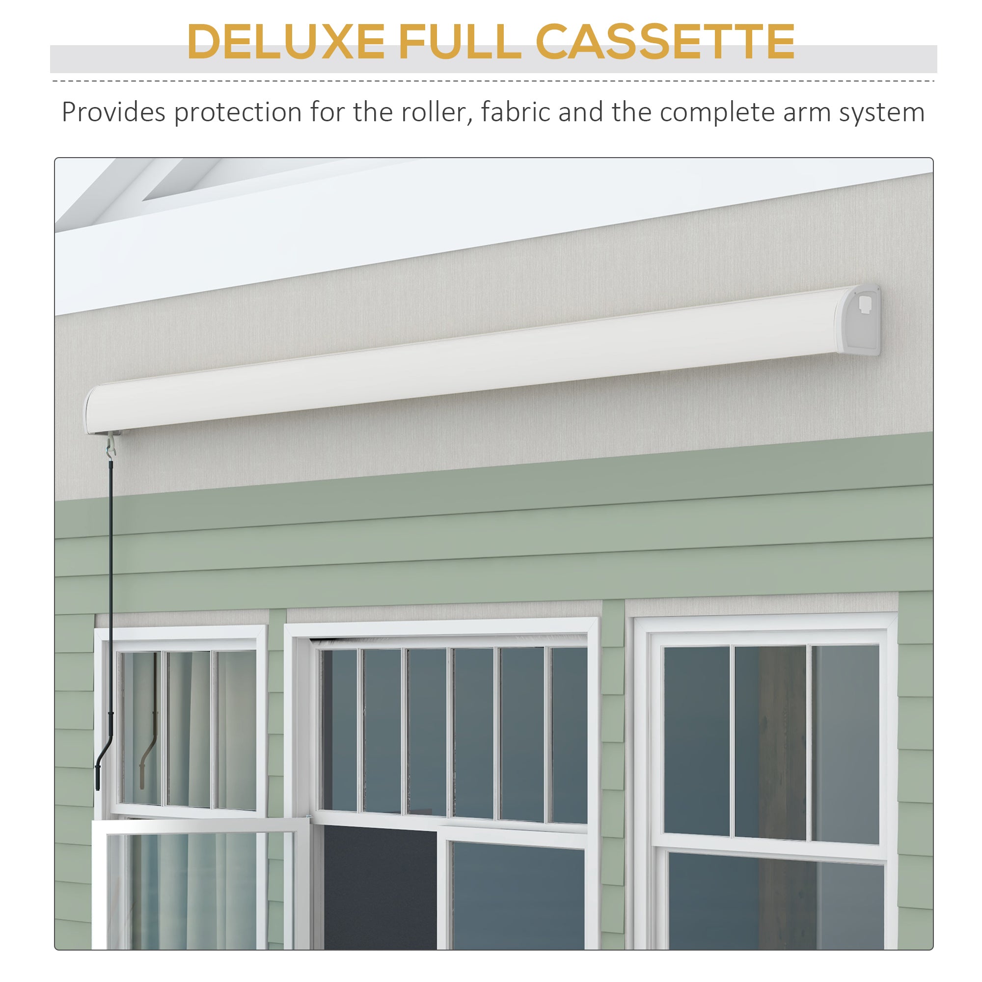 Outsunny 4 x 3(m) Electric Retractable Awning with Remote Controller, Aluminium Frame Sun Canopies for Patio Door Window