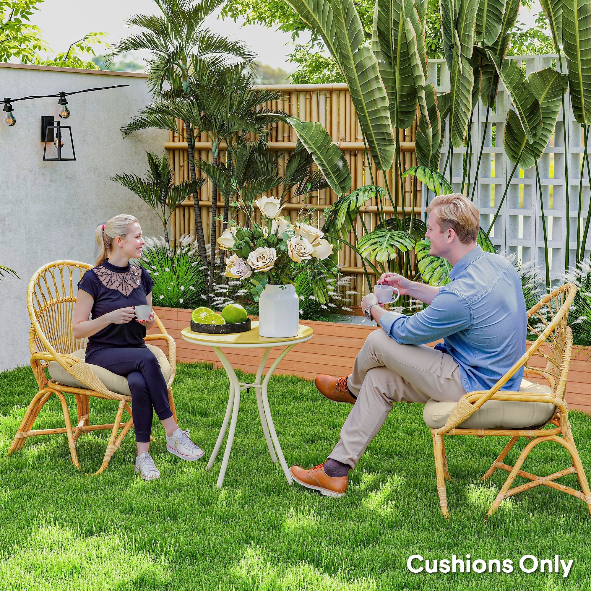Outsunny Set of Two Φ60cm Outdoor Cushions - Beige