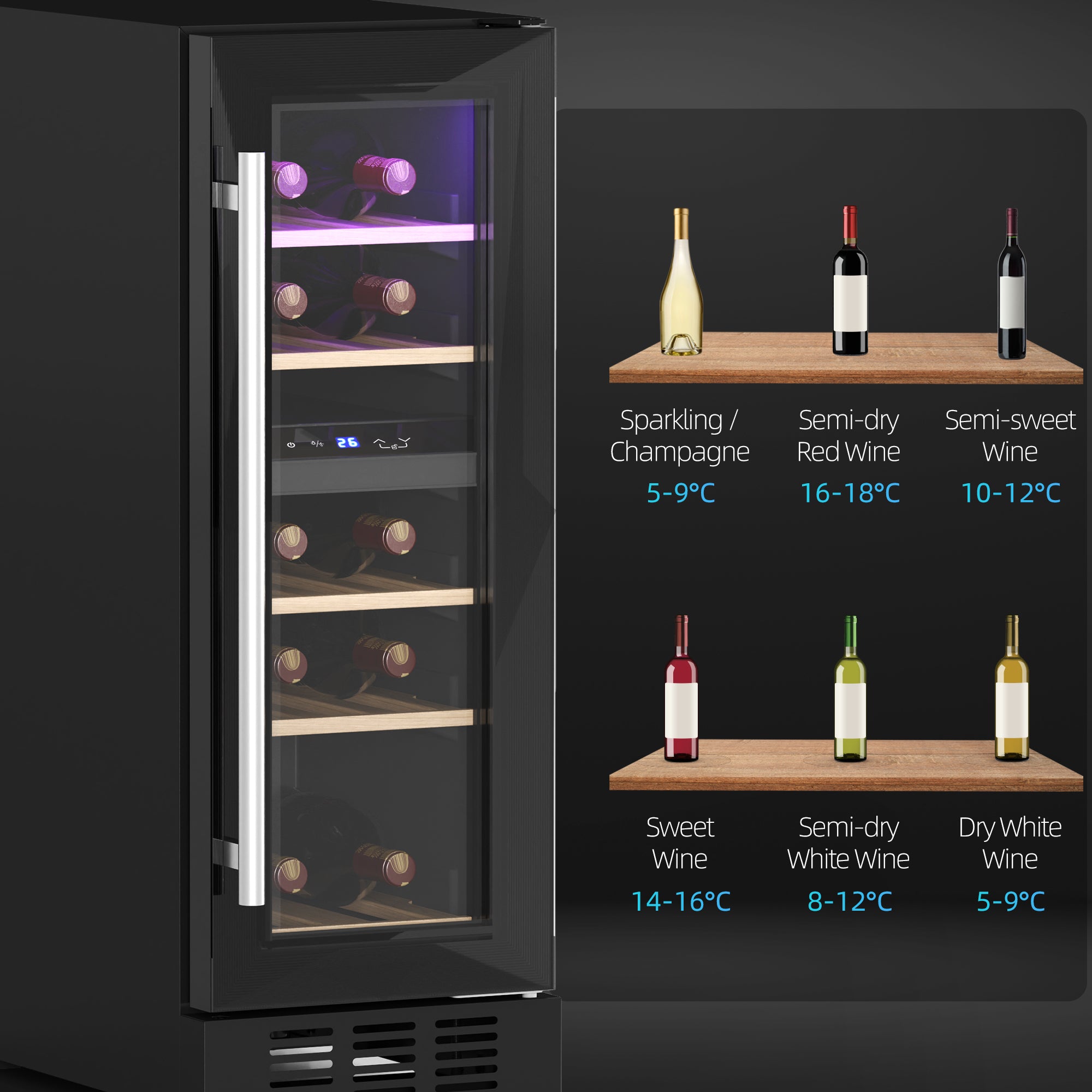 HOMCOM 16 Bottle Dual Zone 5-18\'e2\'84\'83 Wine Fridge - Black