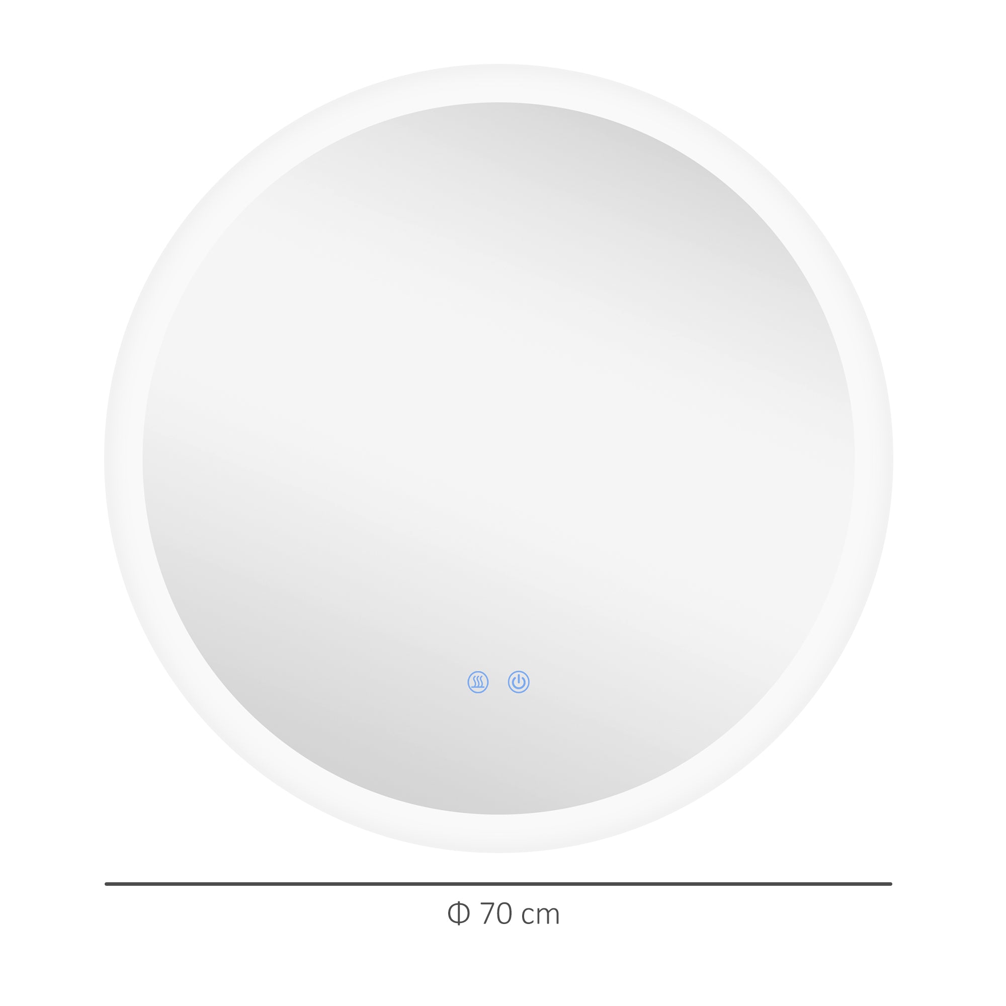 kleankin Round Bathroom Mirror with LED Lights, Wall-Mounted Dimmable Makeup Mirror with 3 Temperature Colours, Defogging Film, Memory Function, Hardwired, 70 x 70\'c2\'a0cm