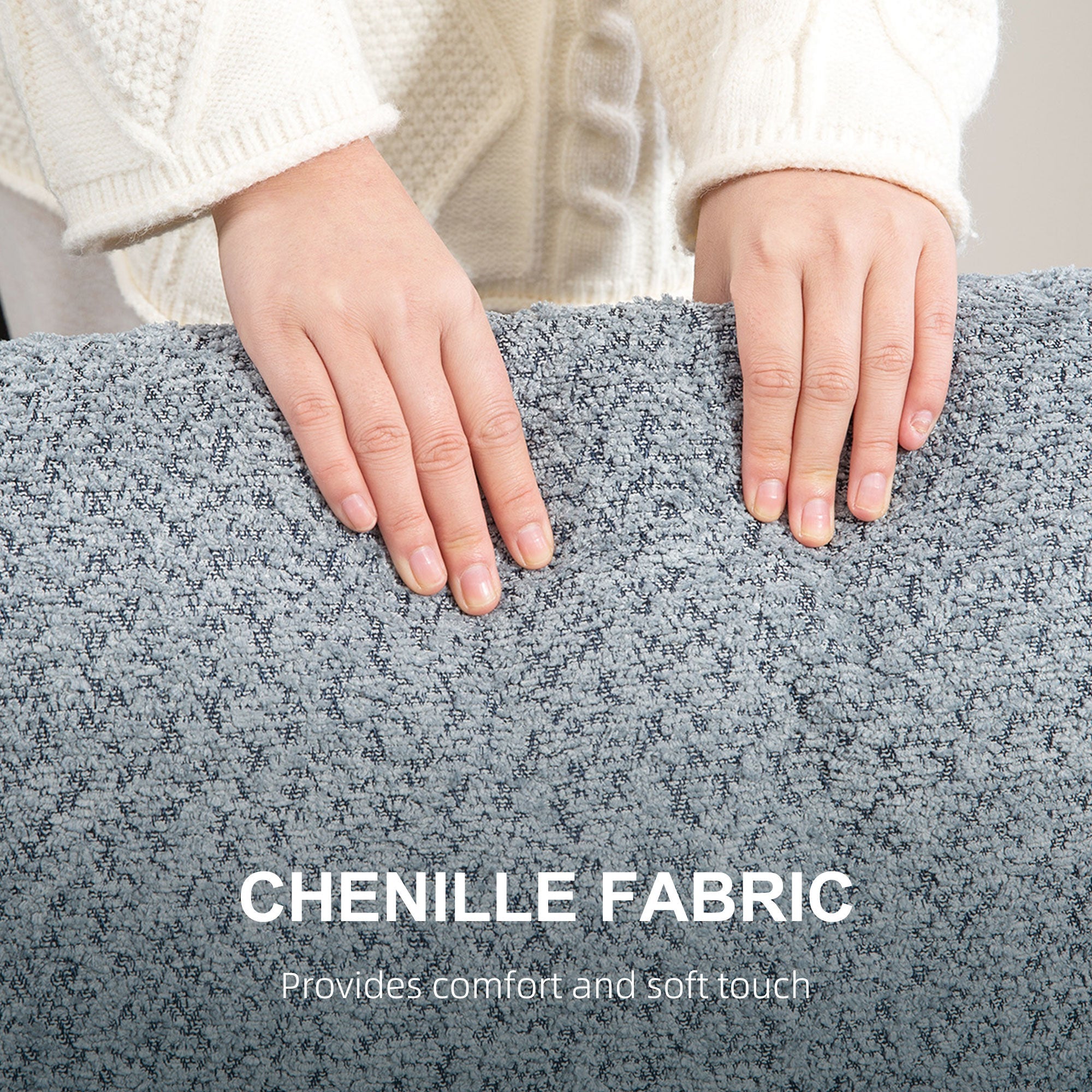 HOMCOM 2 Seater Sofa, Loveseat Sofa with Removable Back Cushions, Chenille Fabric Small Couch Settee with S-springs for Living Room, Bedroom, Home Office, Light Grey