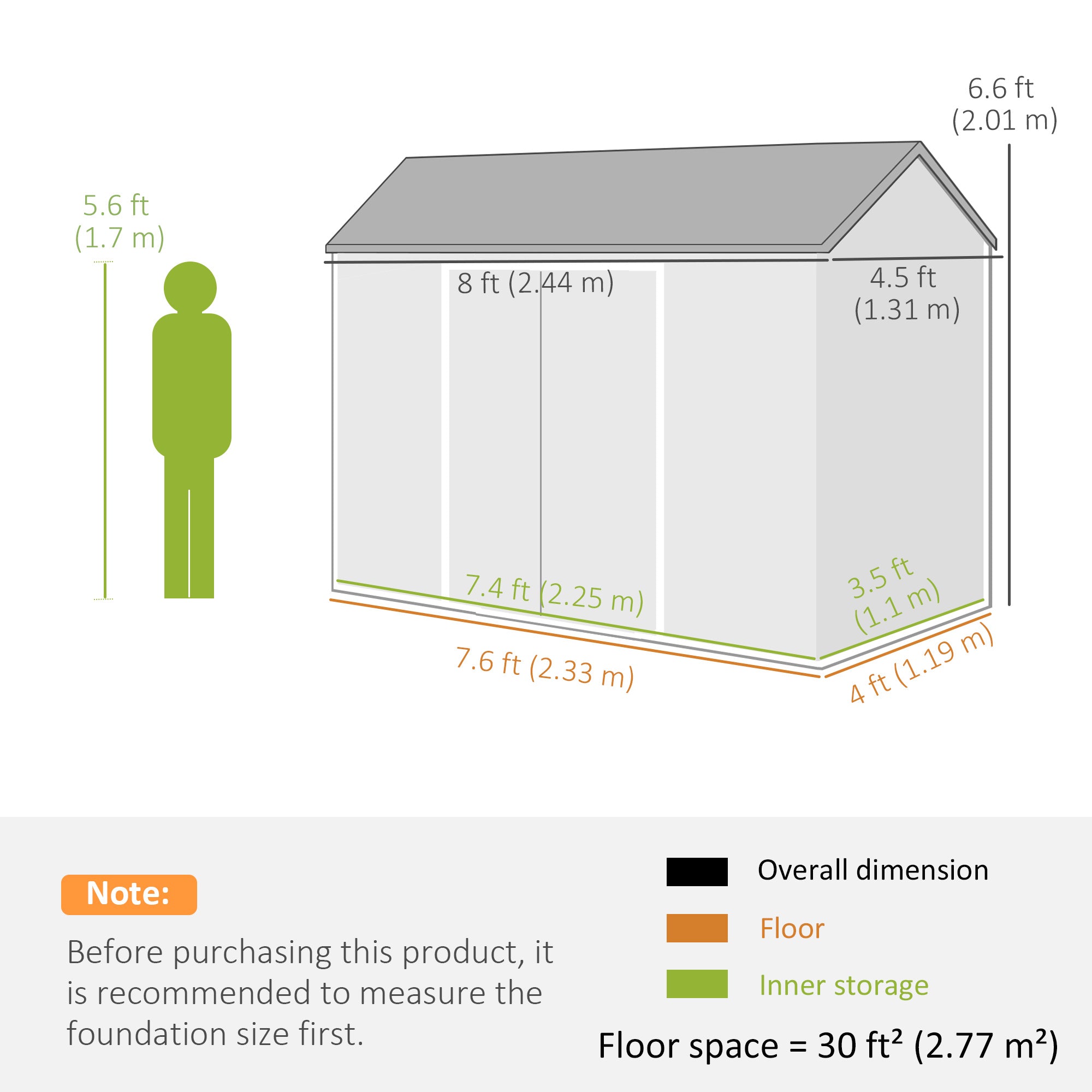 Outsunny 8 x 4 ft Resin Garden Shed, Wood-Effect Outdoor Storage Shed with Floor, Windows, Lockable Doors and Vents, Light Grey