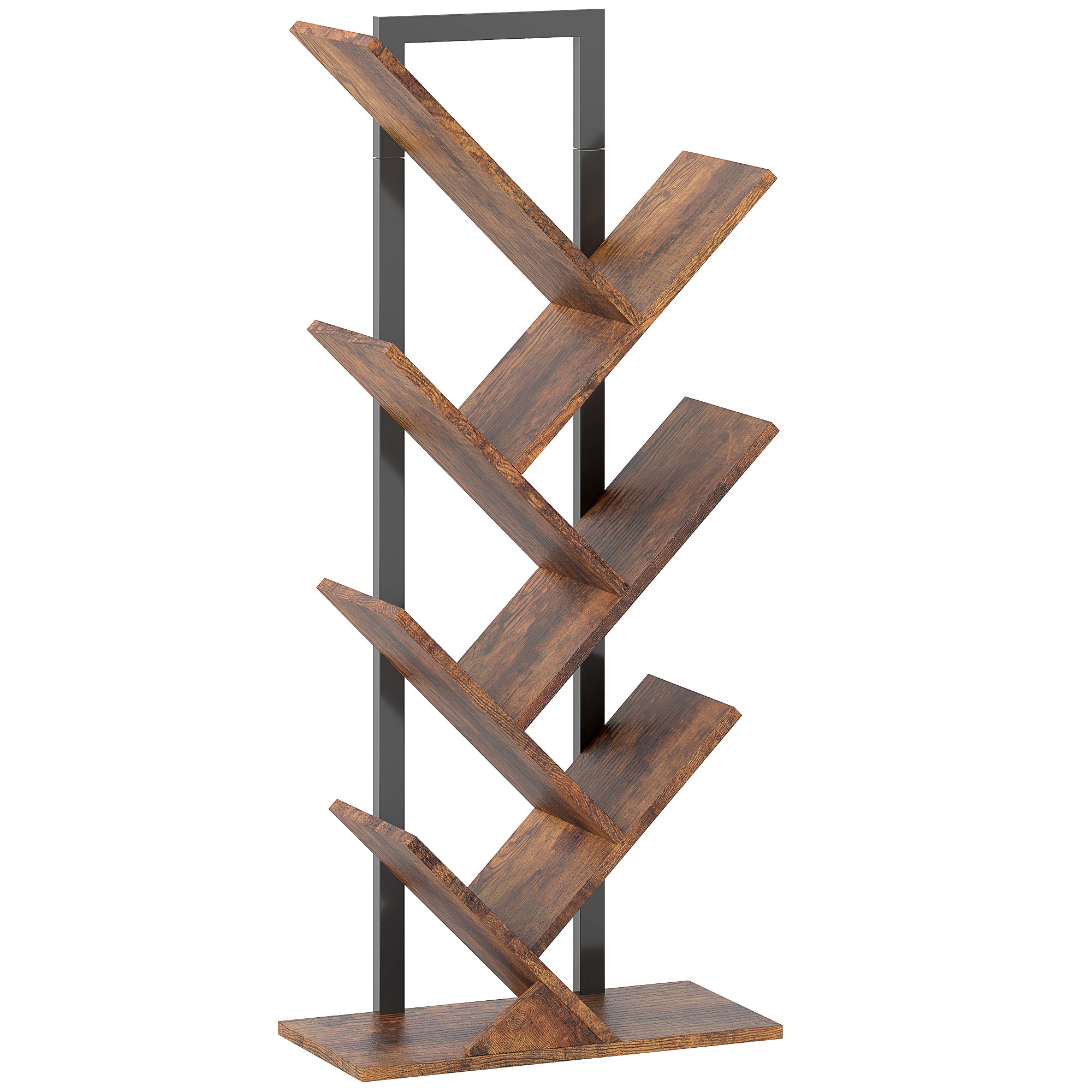 HOMCOM Six-Section Tree Bookcase - Wood-Effect
