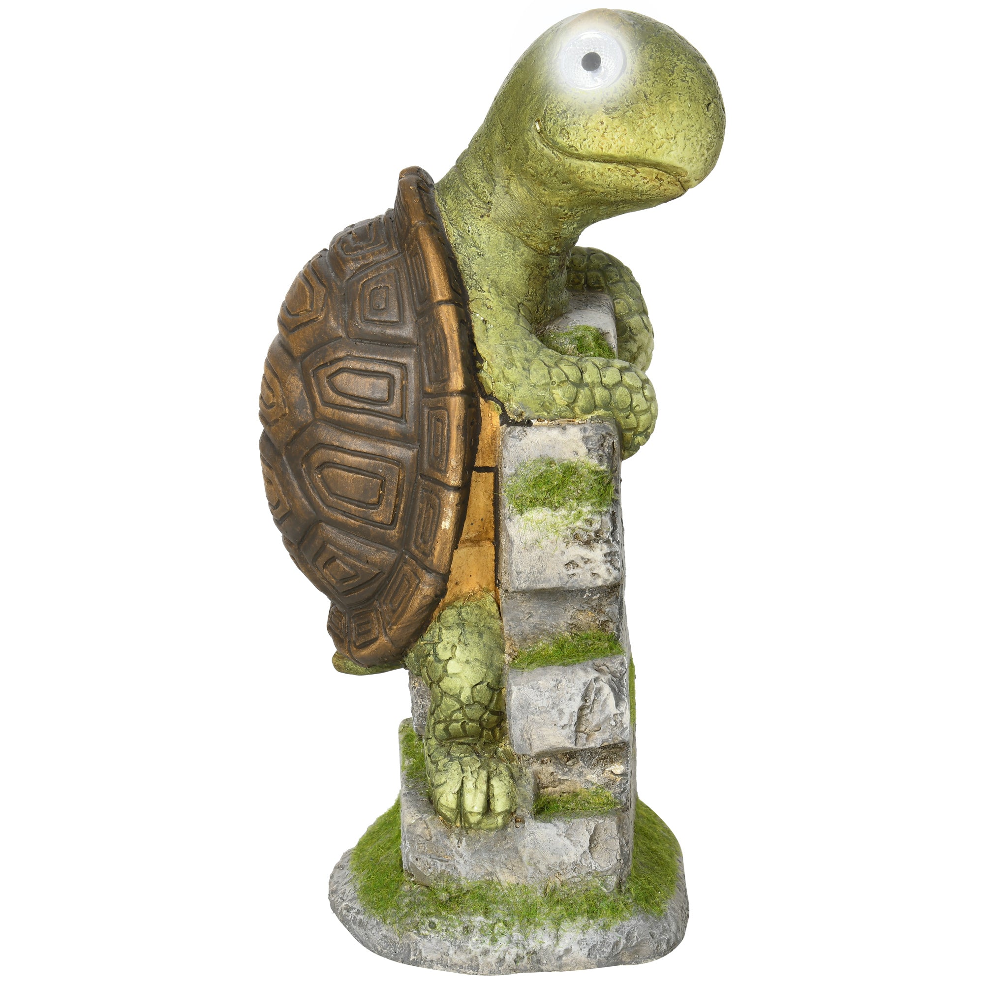 Outsunny Vivid Tortoise Art Sculpture with Solar LED Light, Colourful Garden\'c2\'a0Statue, Outdoor Ornament Home Decoration for Porch, Deck, Grass
