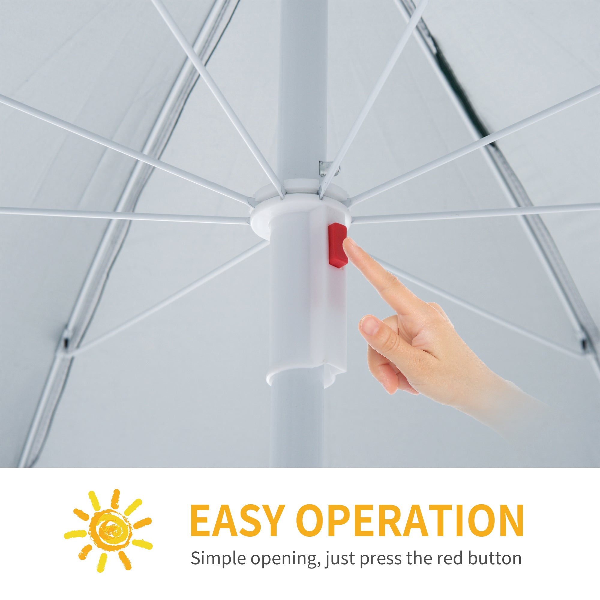 Outsunny 88" Arc 2.2M Fishing Umbrella Beach Parasol with Sides Brolly Shelter Canopy Shade with FREE Carry Bag Off-White