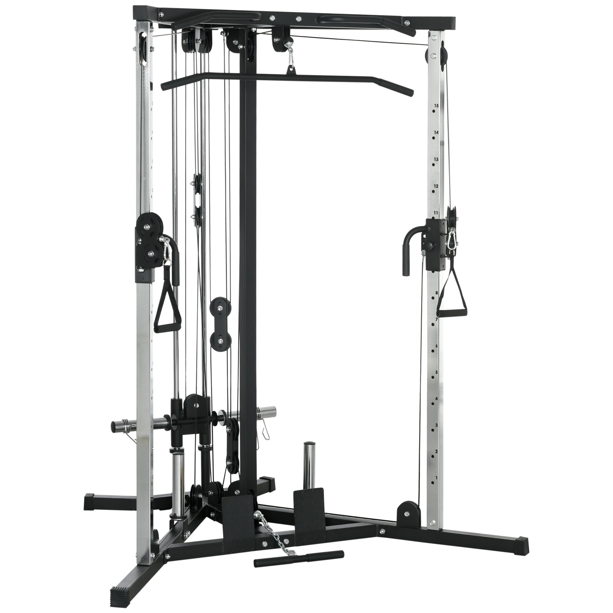 SPORTNOW Home Gym Machine, Multifunctional Gym Equipment with High and Low Pulleys, Pull Up Bar, 15-Position Adjustable Strength Training Workout Station for Full Body Fitness