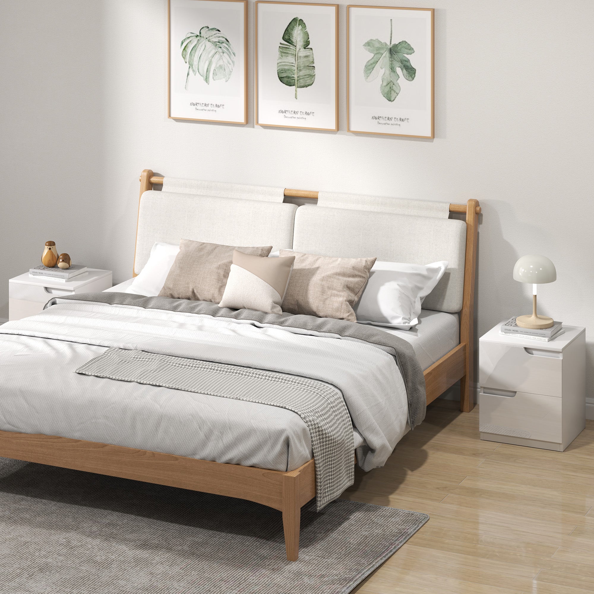 HOMCOM High Gloss Bedside Table Set of 2 - White