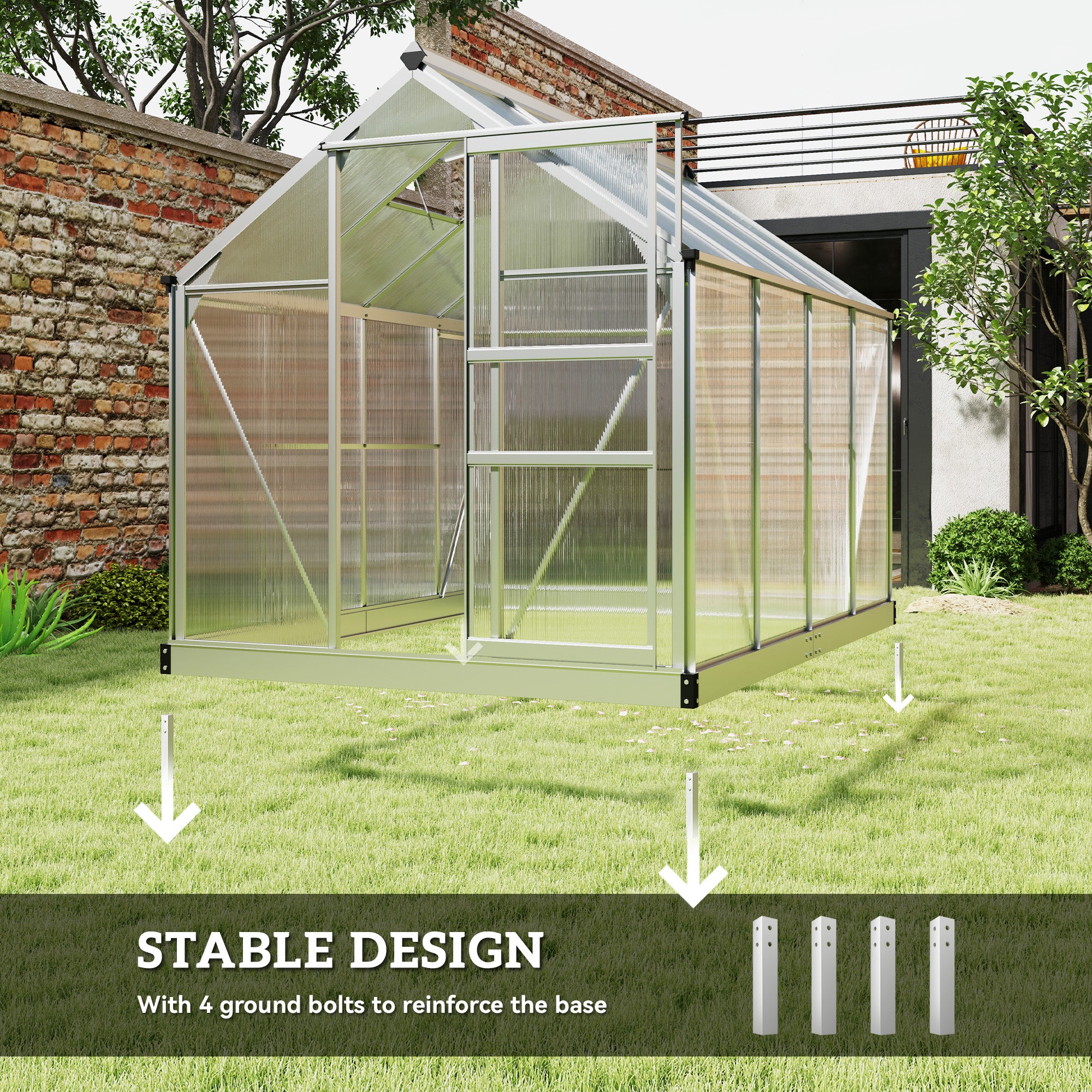 Outsunny 6 x 8ft Walk-In Greenhouse, with Sliding Door - Clear