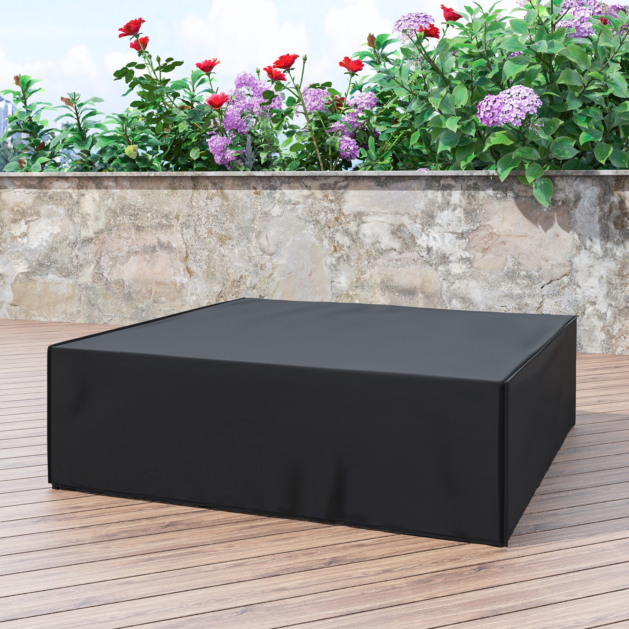 Outsunny Large Patio Garden Furniture Set Cover 600D Oxford Square Waterproof, 230 x 230 x 70 cm, Black
