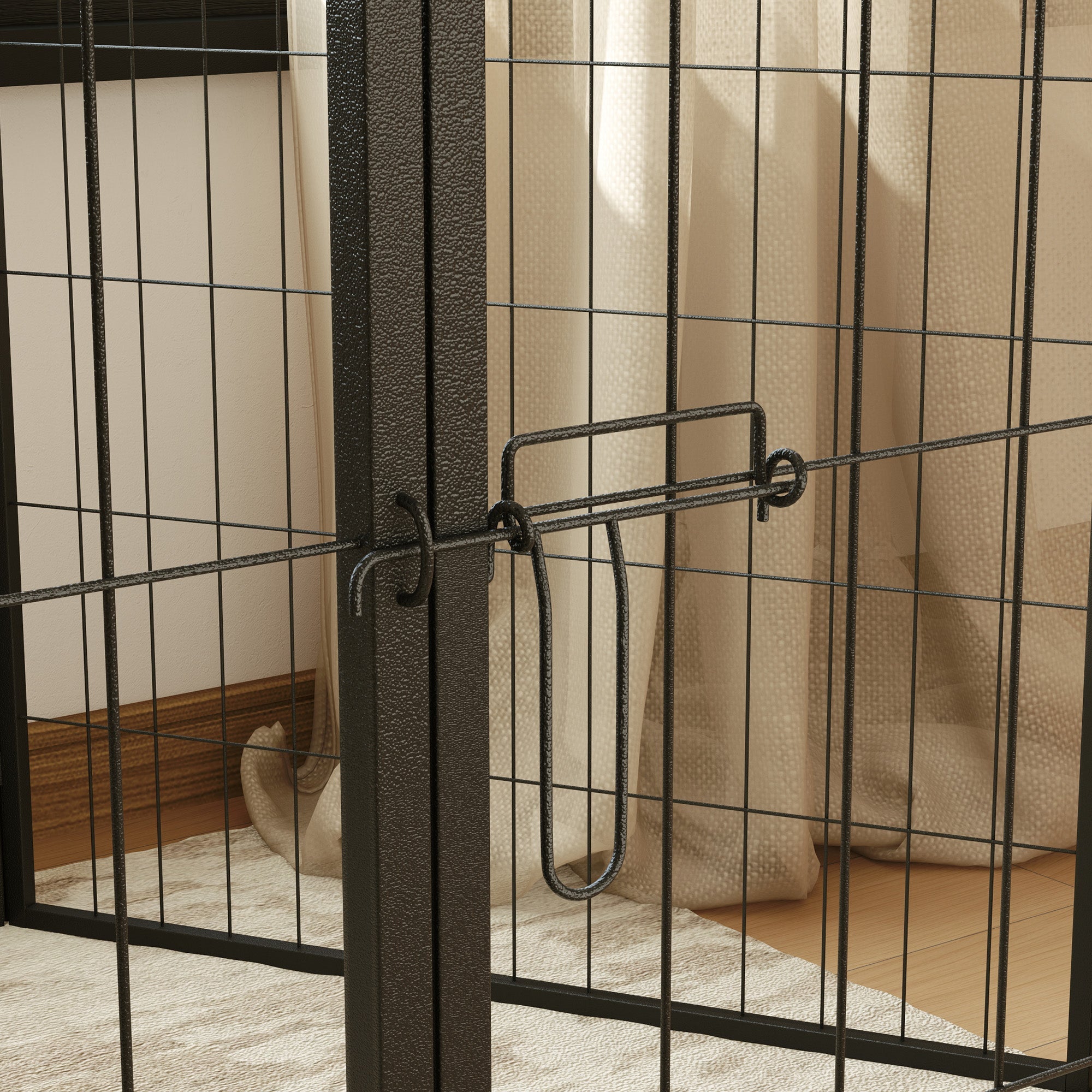 PawHut 6 Panels Dog Playpen, Portable Detachable Puppy Pen with Door, for Large Dogs, 100cm High, Black