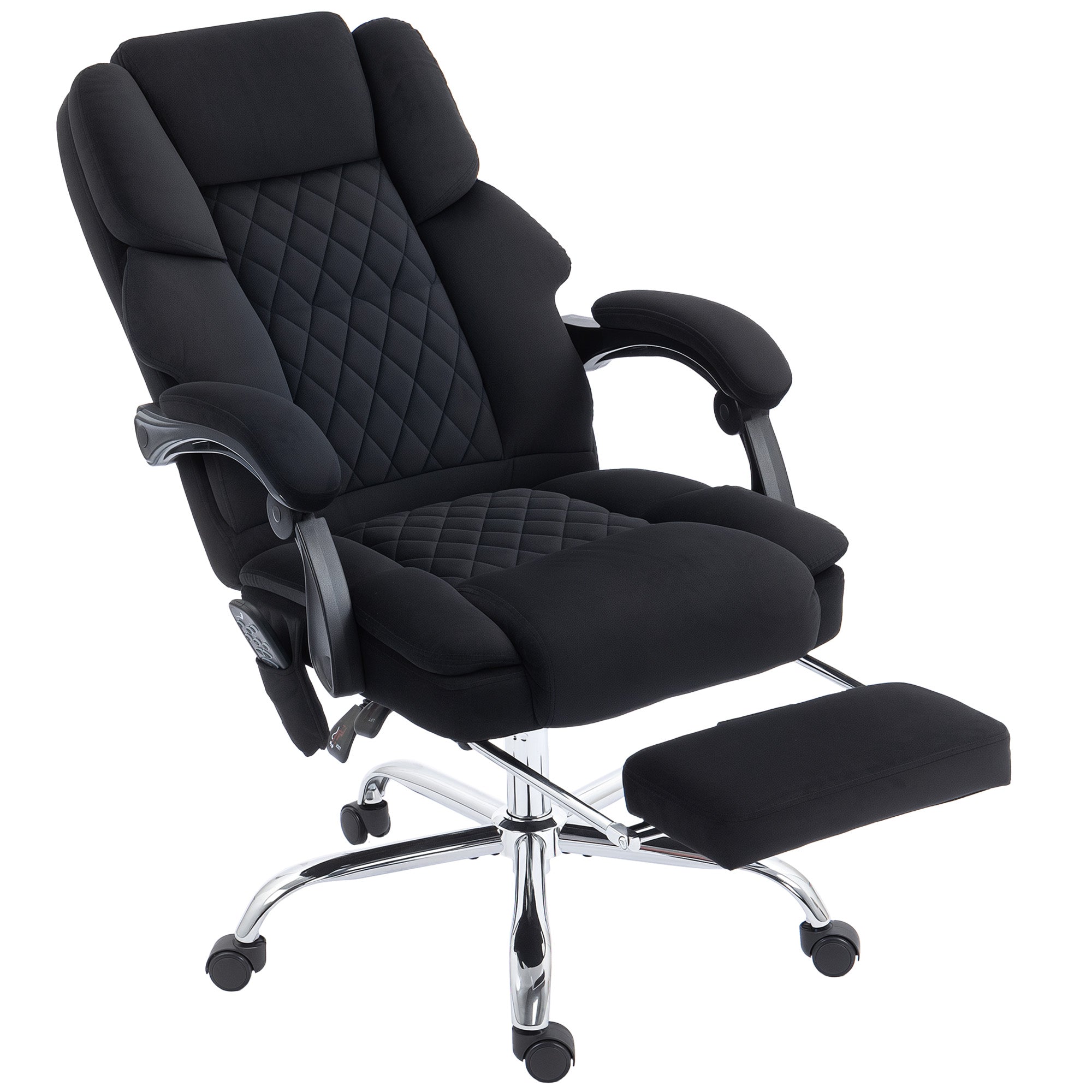 HOMCOM Office Chair with 6-point Vibration Massage and Heat, Fabric Desk Chair with Footrest, High Back, Black