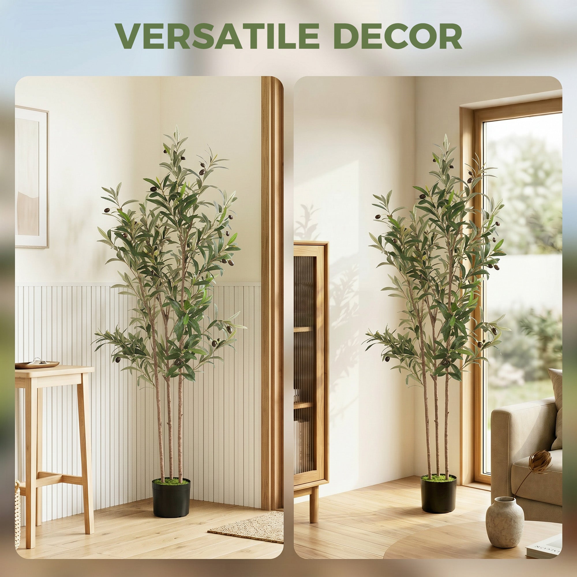 HOMCOM Decorative Artificial Plant, 148 cm Silk Olive Tree with 553 Leaves in Cement Pot, Fake Plant