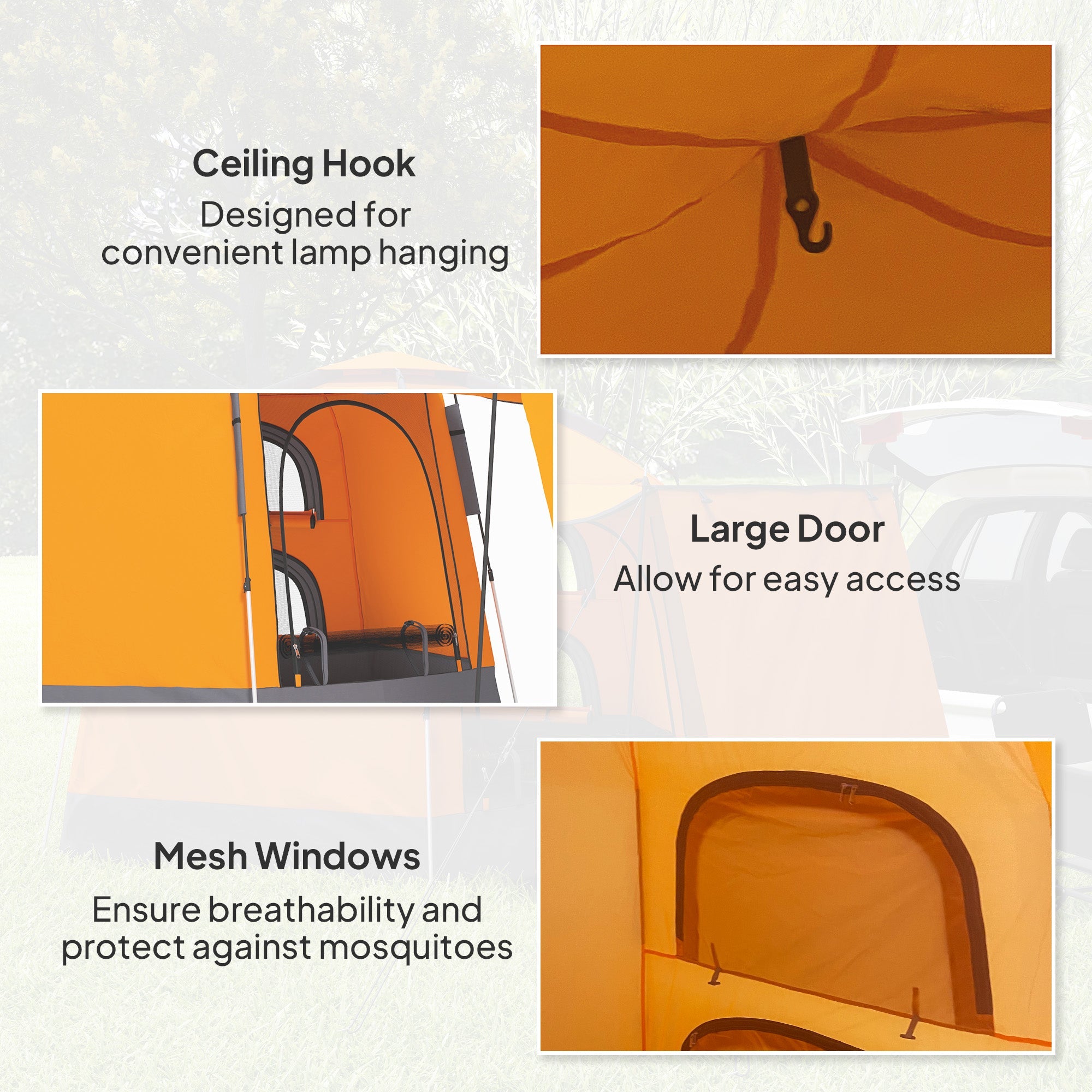 Outsunny Automatic Pop Up Camping Tent, Instant Setup 2-4 Man Tent with Mesh Windows, Waterproof & UV Protection Portable Dome Tent with Carrying Bag for Camping, Hiking, Backpacking, Orange