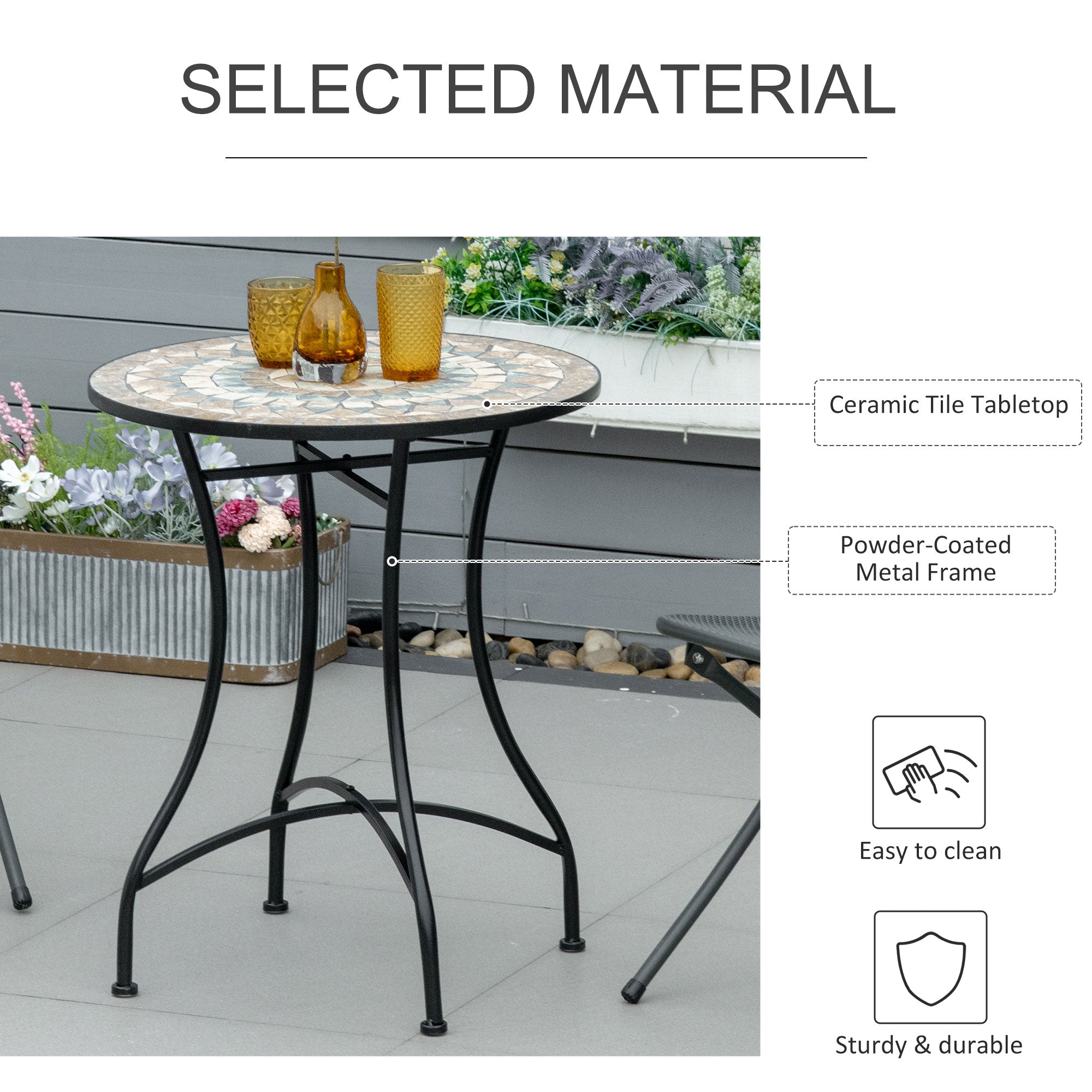 Outsunny \'ce\'a660cm Mosaic Outdoor Patio Table - Green