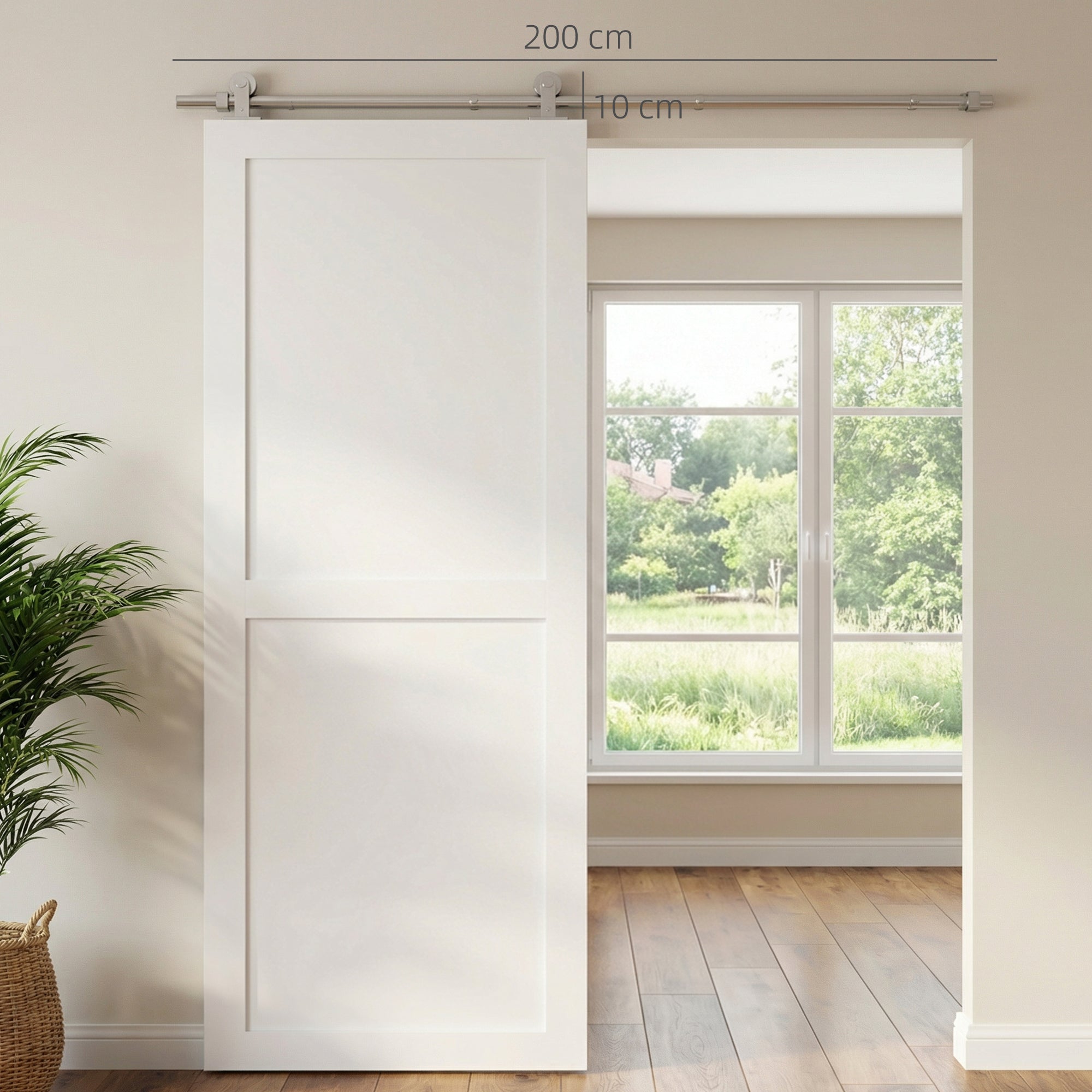 HOMCOM Sliding Door Hardware Kit Smooth Quiet 304 Stainless Steel for 200cm Track Sliver Tone