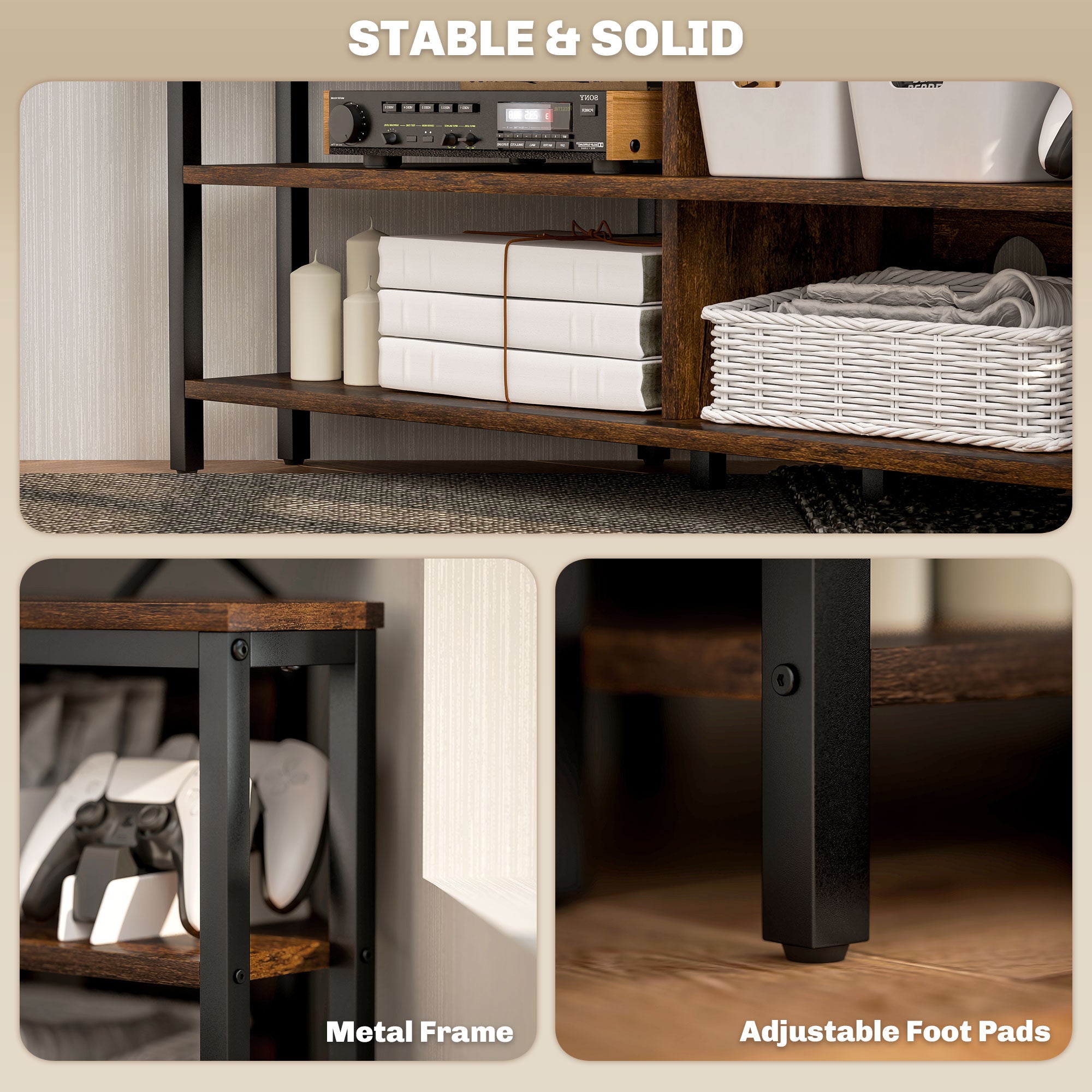 HOMCOM Industrial-Style Corner TV Unit - Black/Brown
