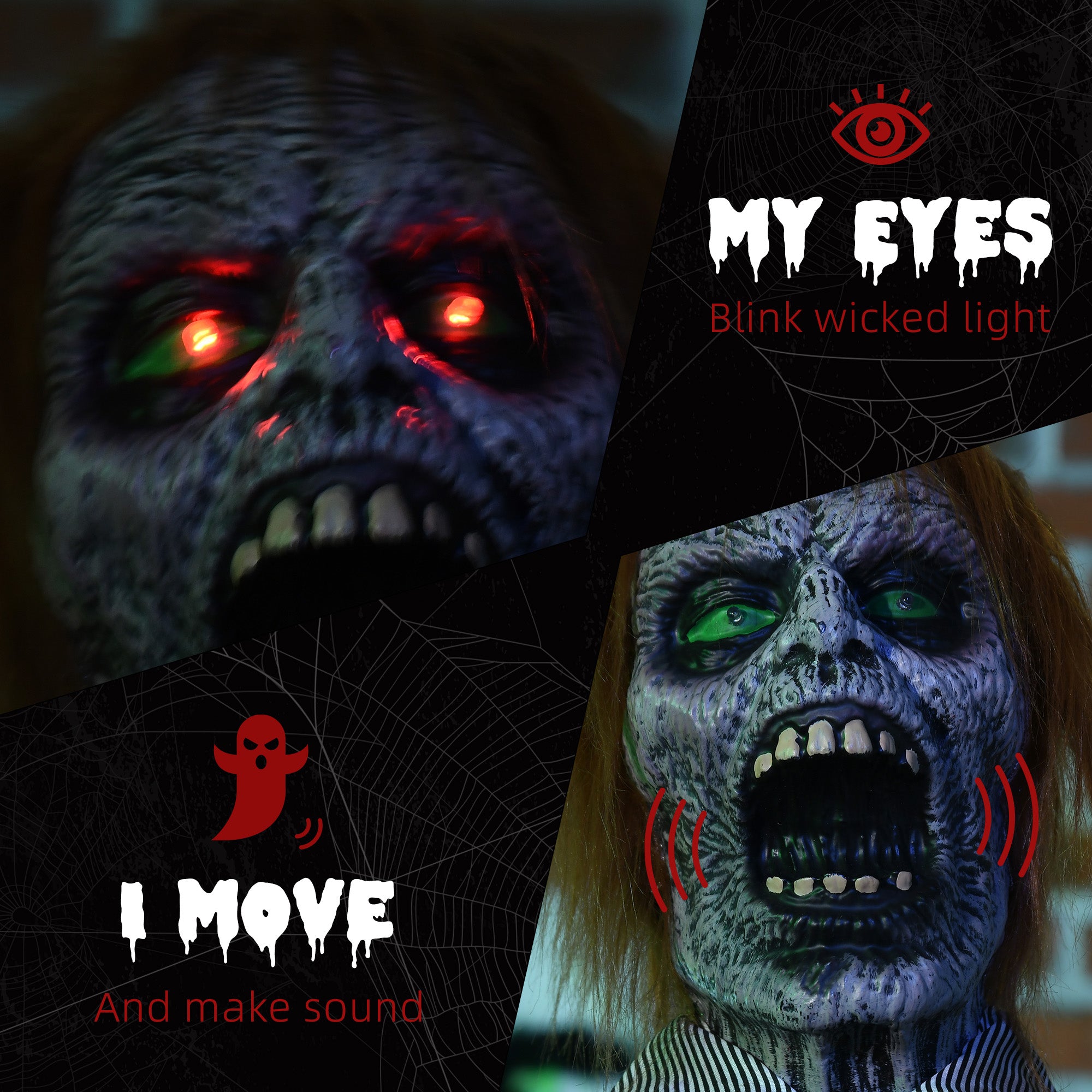 HOMCOM 5.5ft Life Size Halloween Animatronic Standing Chainsaw Killer, with Light Up Eyes, Sound Activated Moving Body, Scary Halloween Decorations, Battery Operated, Indoor Party Props