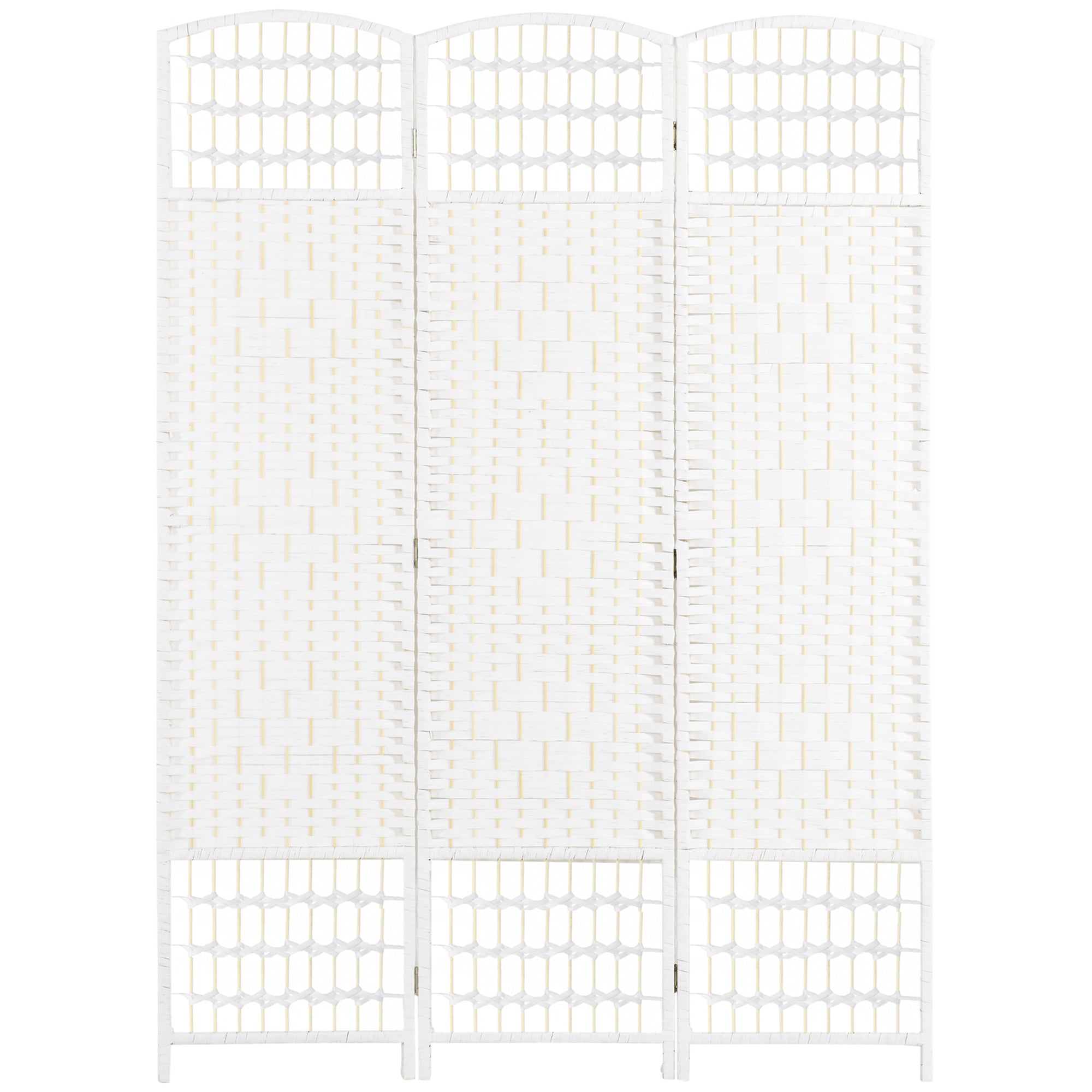 HOMCOM 3 Panel Folding Room Divider, Privacy Screen, Paravent Partition Separator for Living Room, Bedroom, White