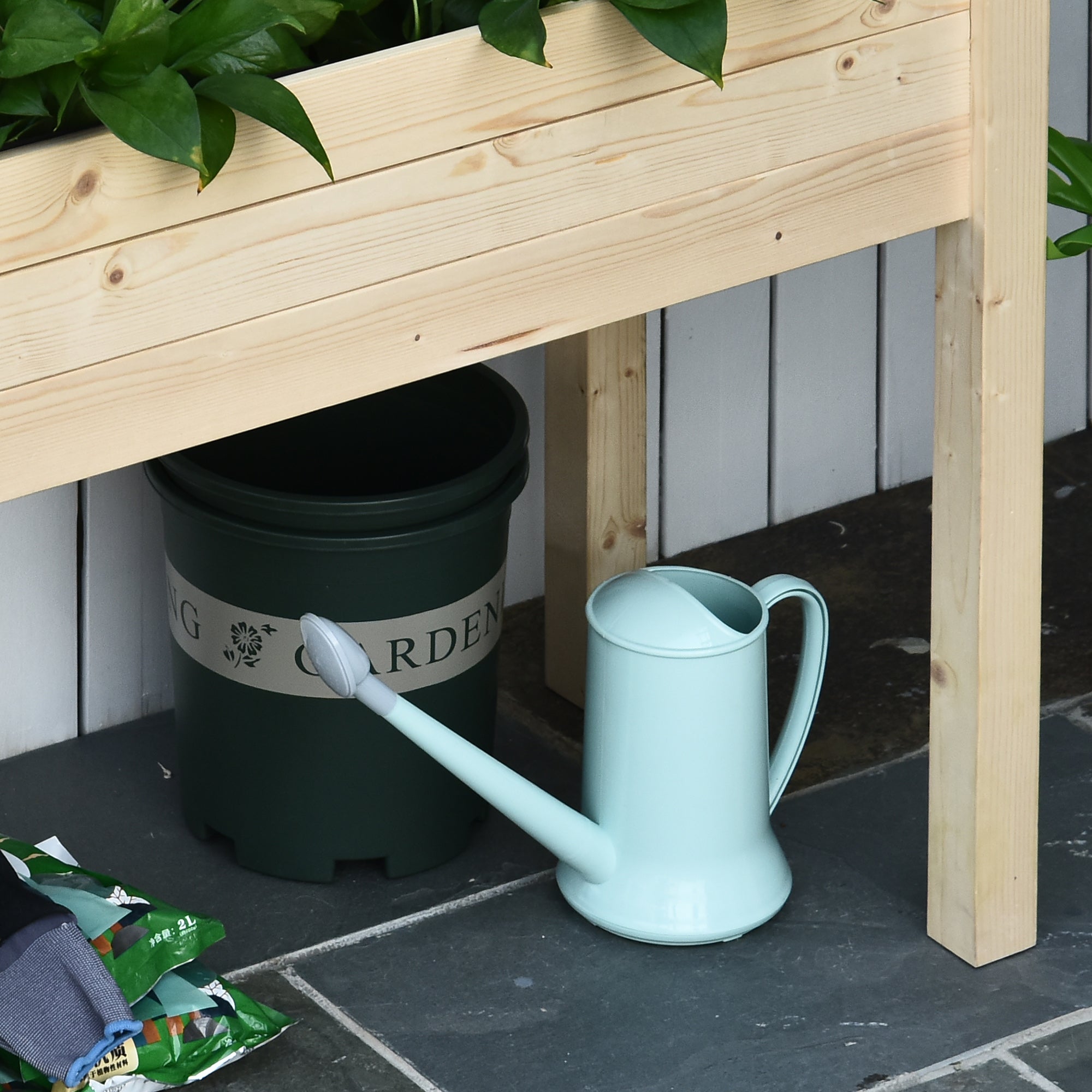 Outsunny Garden Wooden Planters, Rectangular Raised Bed,Flower Box, Fir Wood Indoor/Outdoor, Oak Tone, 86L x 46W x 76Hcm