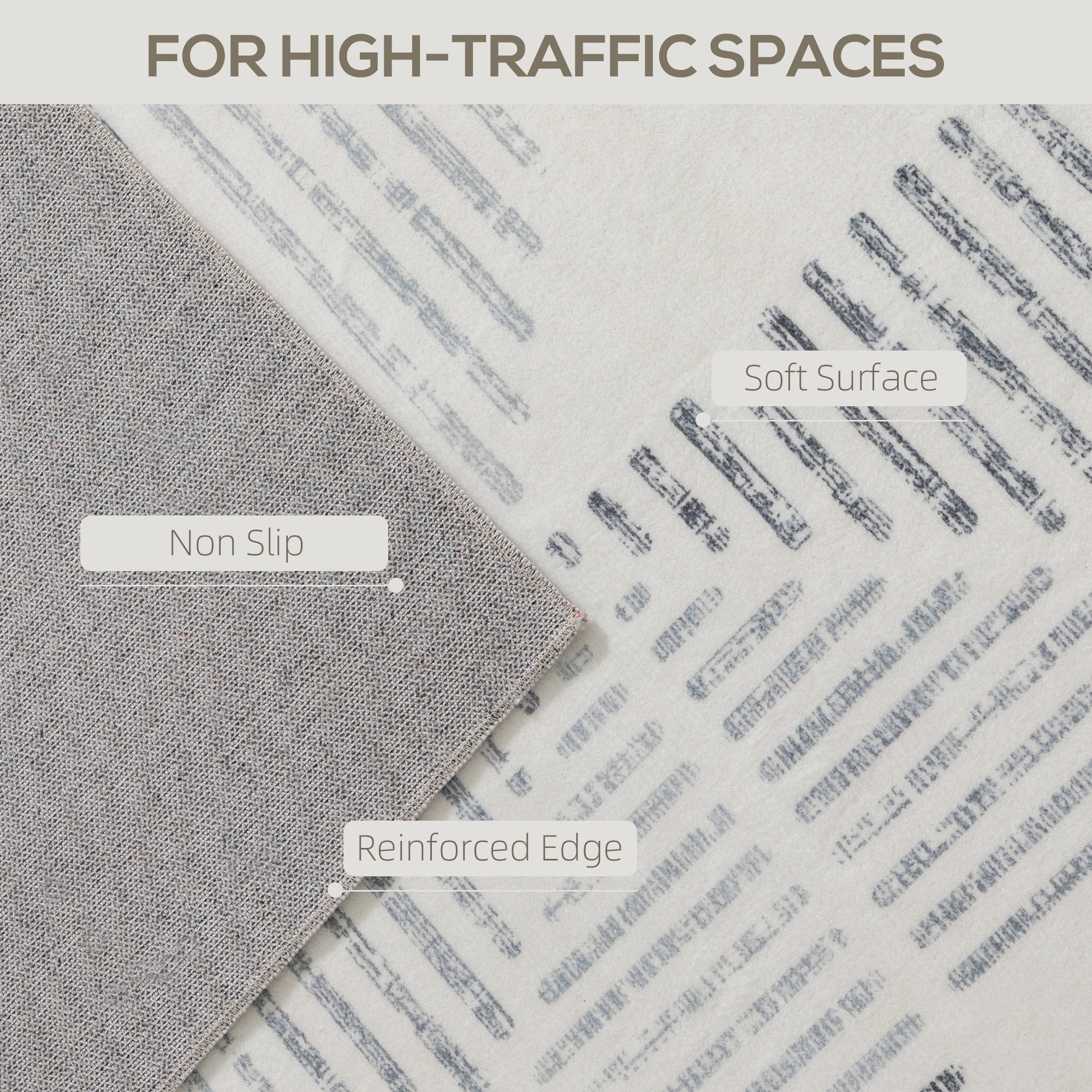 HOMCOM Modern Area Rug, Geometric Pattern Non-Slip Washable Rug, Soft Floor Carpet for Living Room, Bedroom, Dining Room, Home Office, 230 x 160 cm, Grey